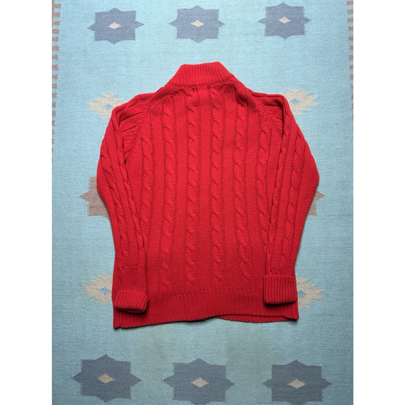 Sears VINTAGE Sears button front sweater acrylic red cable knit women’s large 70s cardigan Size L / US 10 / IT 46 - 5 Thumbnail
