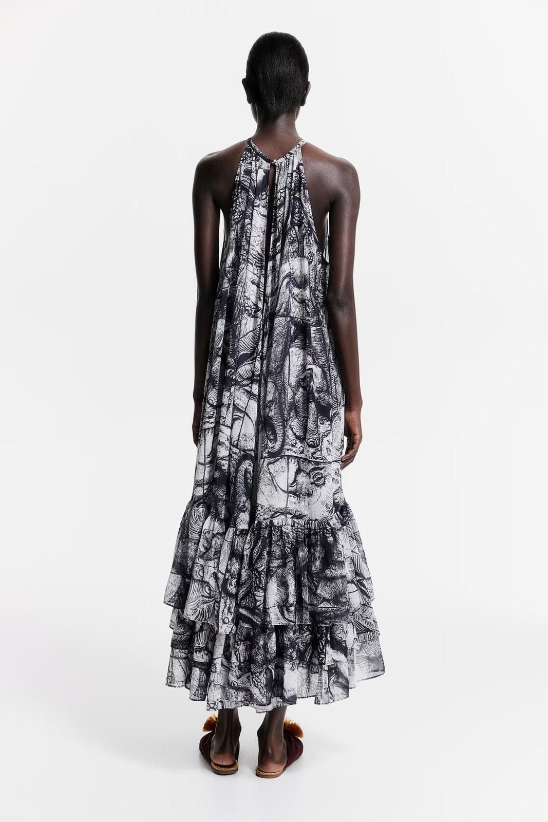 H&M new H&M THE WHITE LOTUS Pattern Chiffon Dress large l 12 Size L / US 10 / IT 46 - 2 Thumbnail