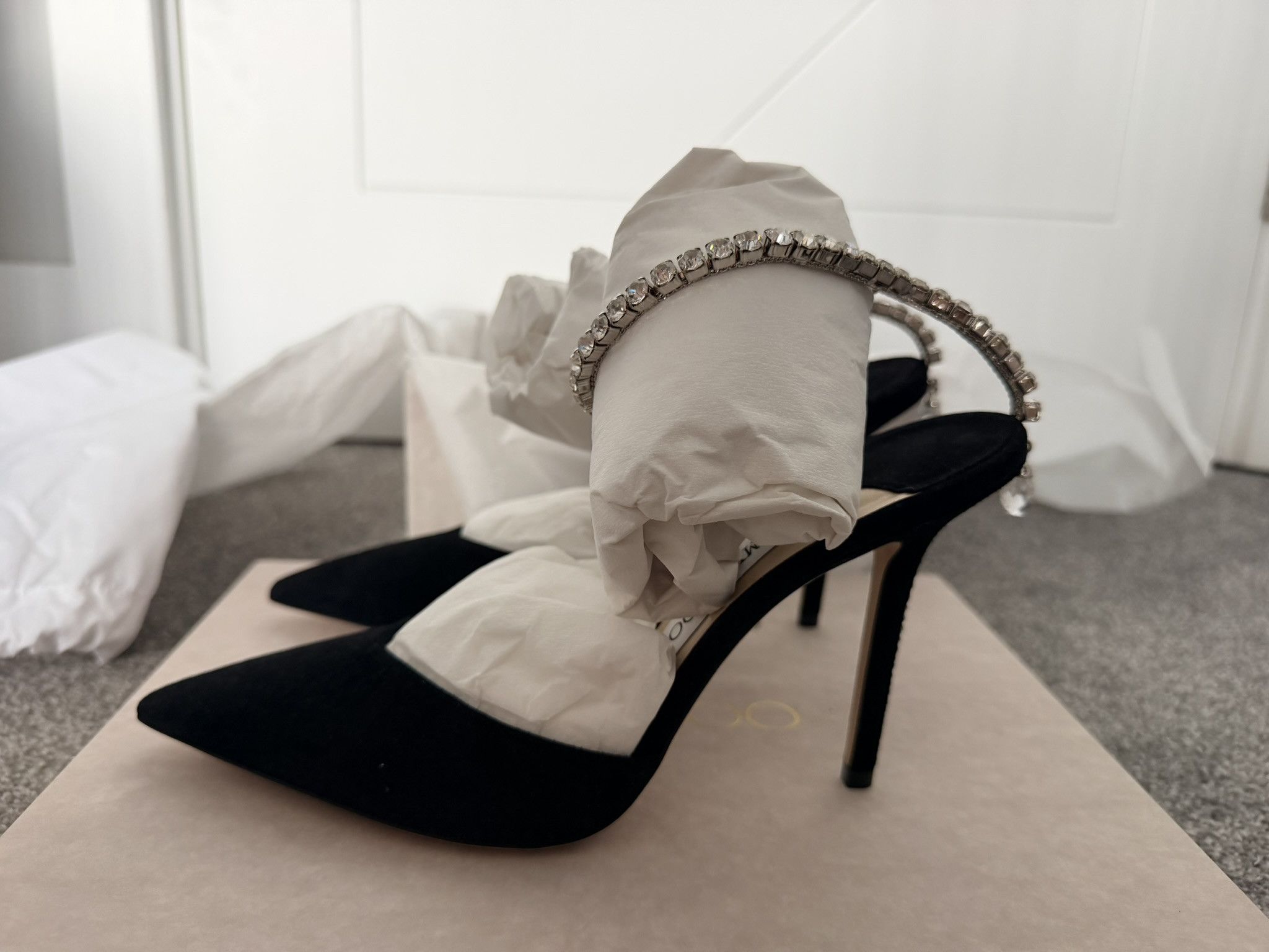 Jimmy Choo JIMMY CHOO Saeda 100 Black Suede New & Authentic Size US 8.5 / IT 38.5 - 4 Thumbnail
