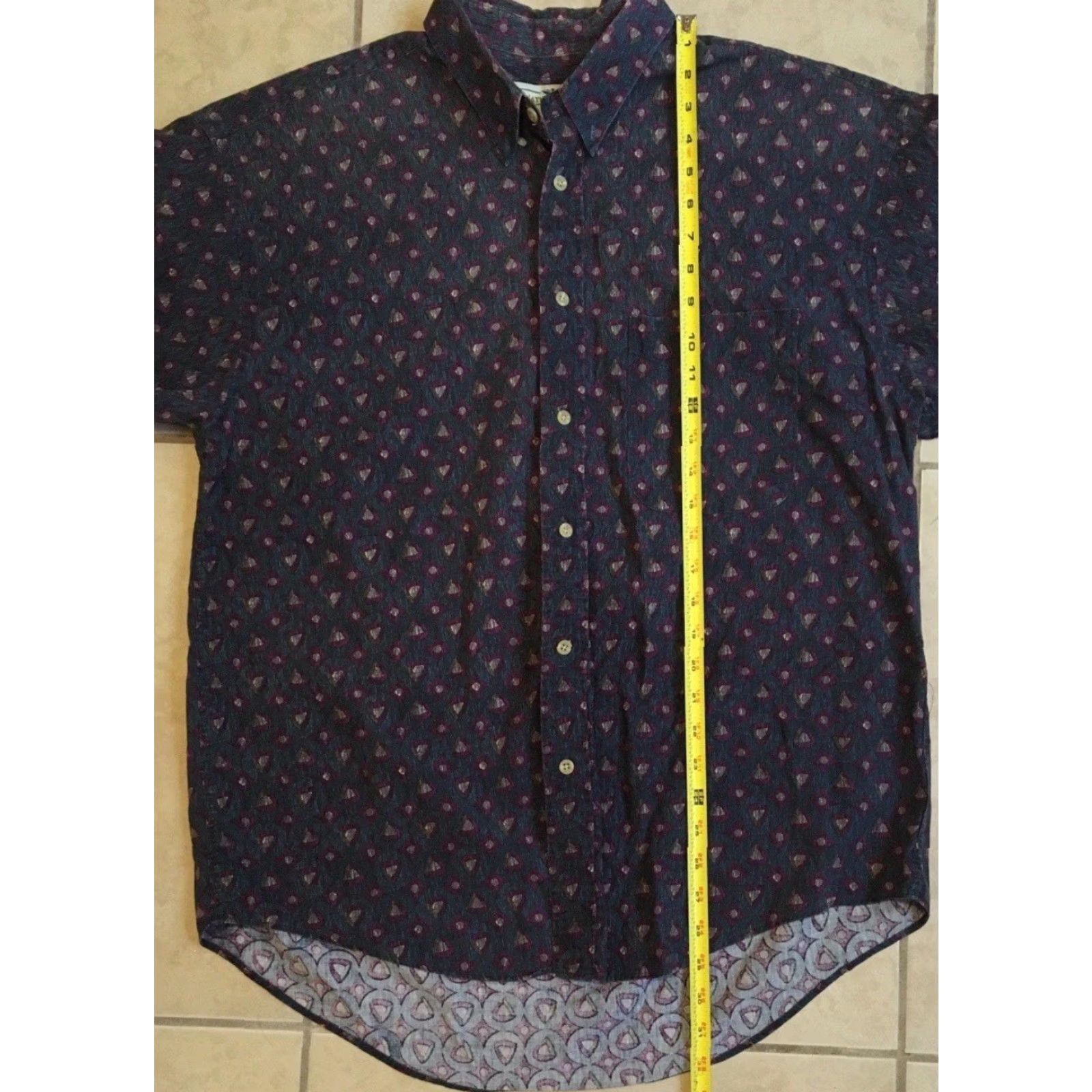 Vintage Vtg 90s Abstract Art All Over Print Button Up Shirt XL Blue Men Short Sleeve Vintage 90s Grunge Vaporwave Surf Skate Aztec OP Size US XL / EU 56 / 4 - 5 Thumbnail