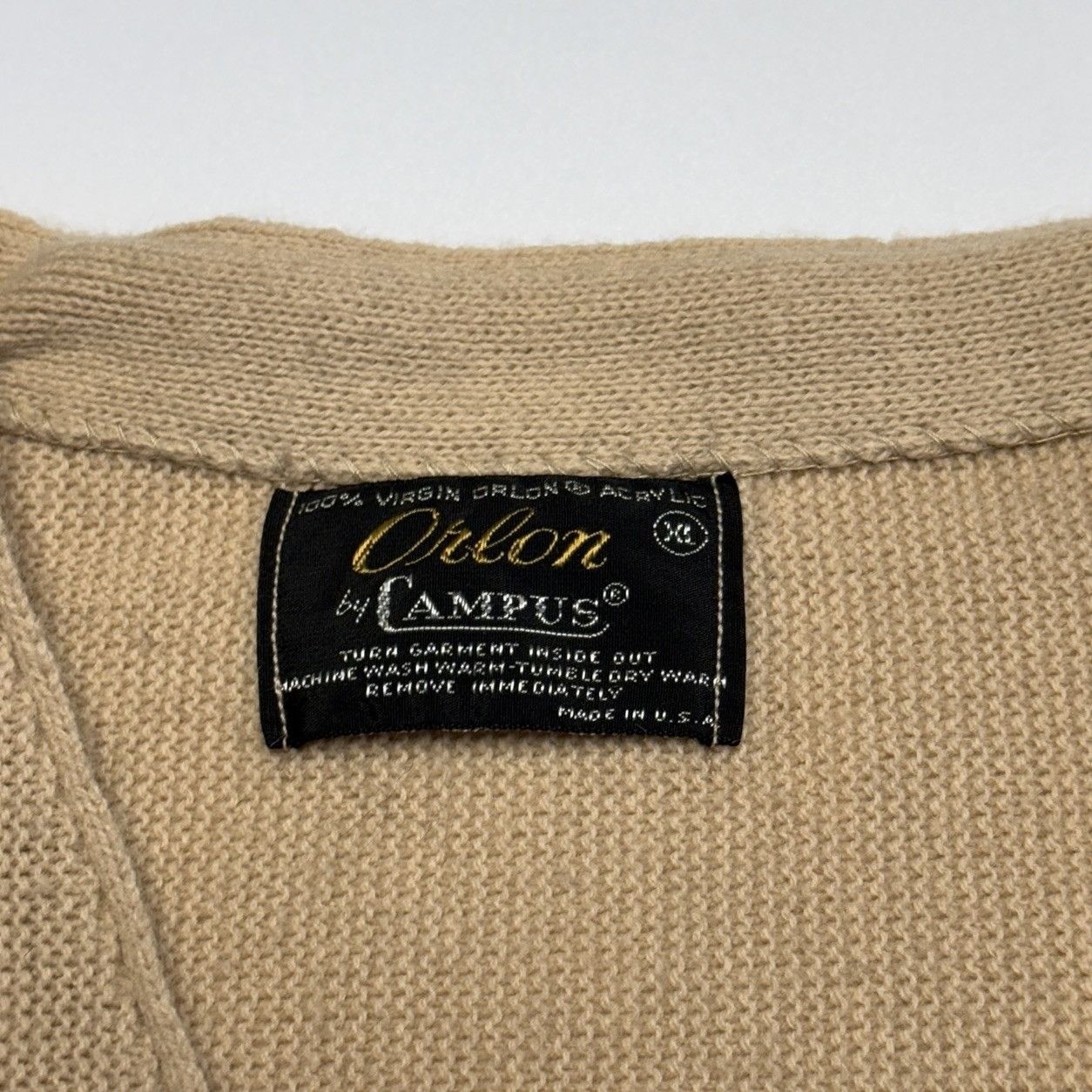 Vintage Vintage Orlon Campus Cardigan Sweater Mens XL Tan Knit Size US XL / EU 56 / 4 - 6 Thumbnail