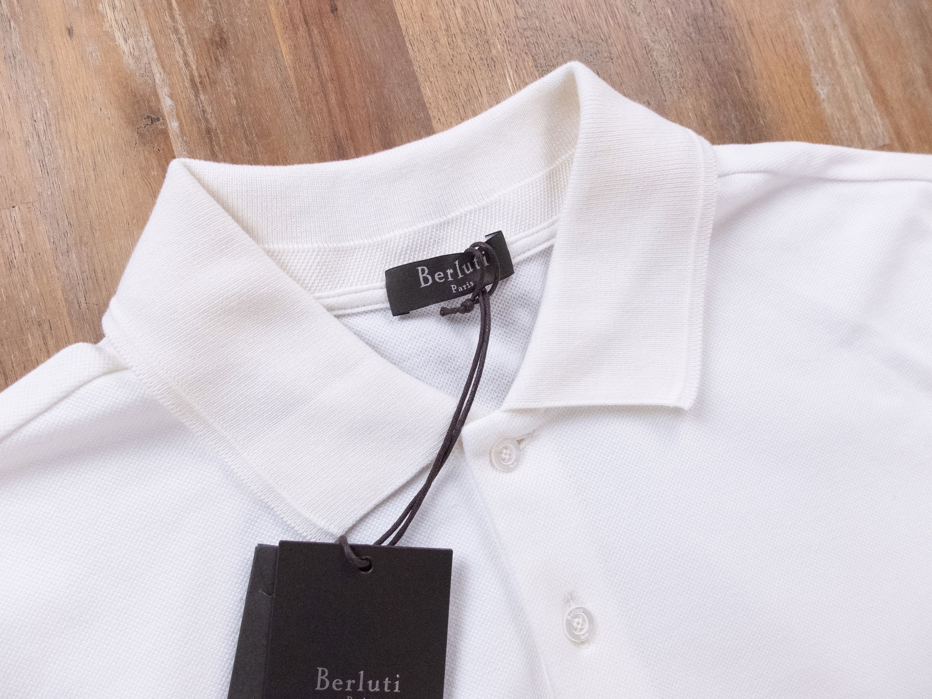 Berluti BERLUTI Paris solid butter white cotton polo shirt Medium Size US M / EU 48-50 / 2 - 2 Thumbnail