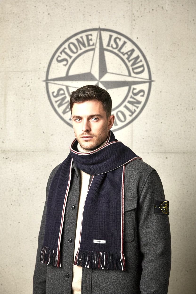 Stone Island STONE ISLAND navy WOOL Scarf Massimo Osti scarf Size ONE SIZE - 1 Thumbnail