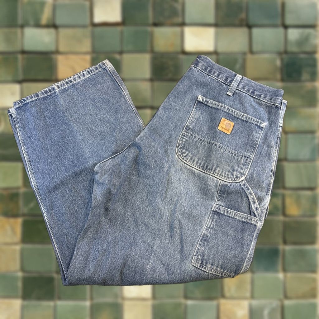 Carhartt VINTAGE Carhartt B13 DST Dungaree Fit Denim Blue Jeans Carpenter Pant USA Mens 38x30 Size US 38 / EU 54 - 1 Thumbnail