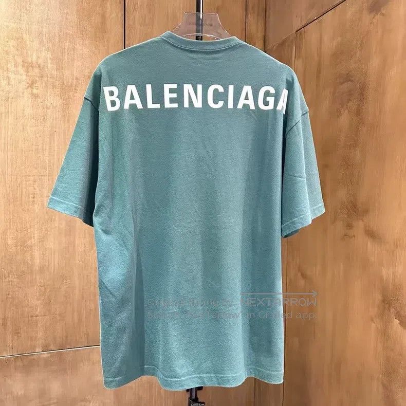 Balenciaga Army Green Back Letter Logo Short Sleeve