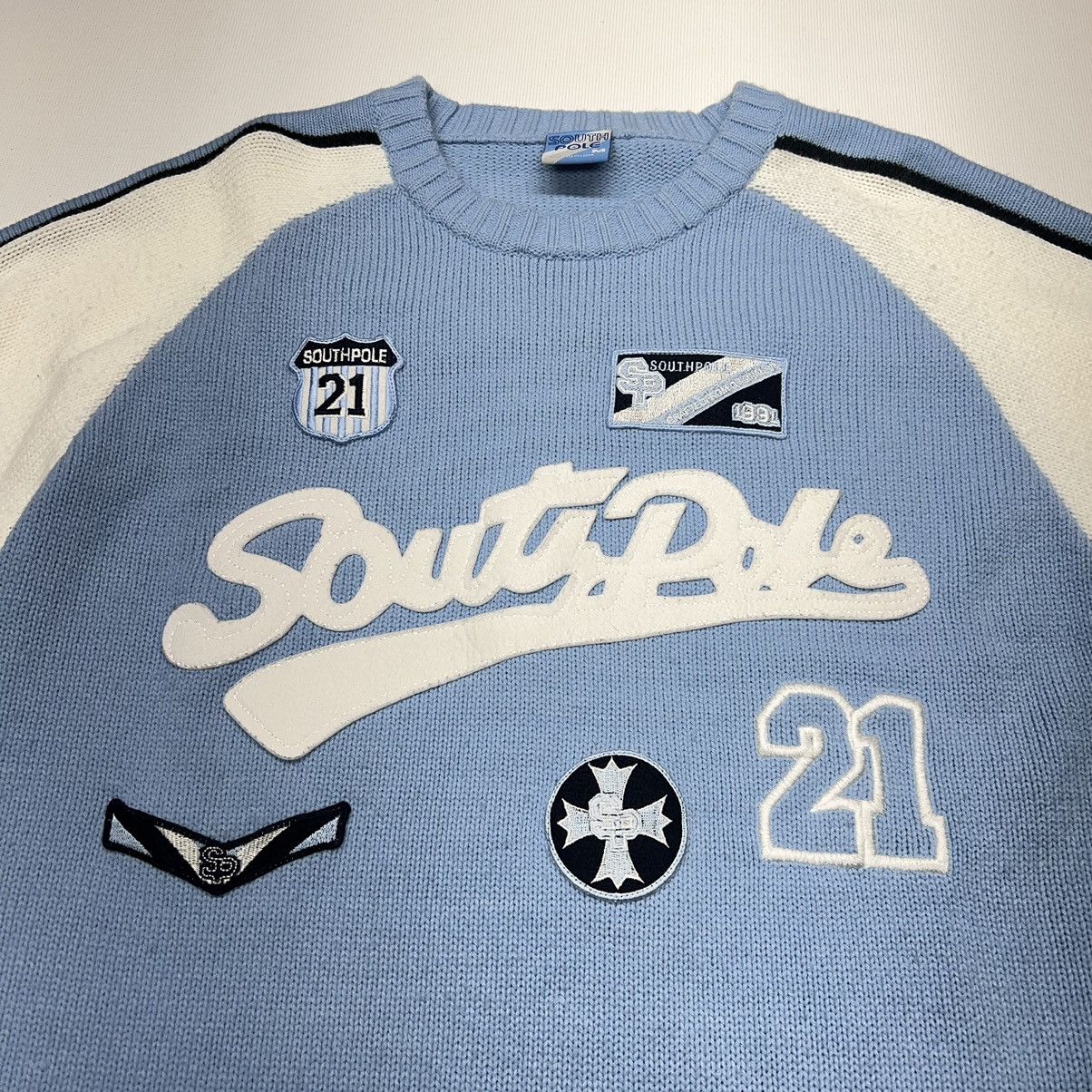 Southpole × Vintage VTG Southpole Sweater Blue White Crewneck Knit Patch Y2K Size US M / EU 48-50 / 2 - 3 Thumbnail