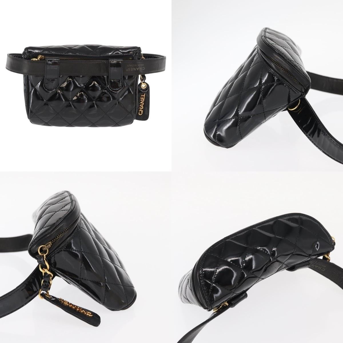 Chanel Chanel Matelasse Waist Bag Patent Leather Black Gold CC Size ONE SIZE - 3 Thumbnail