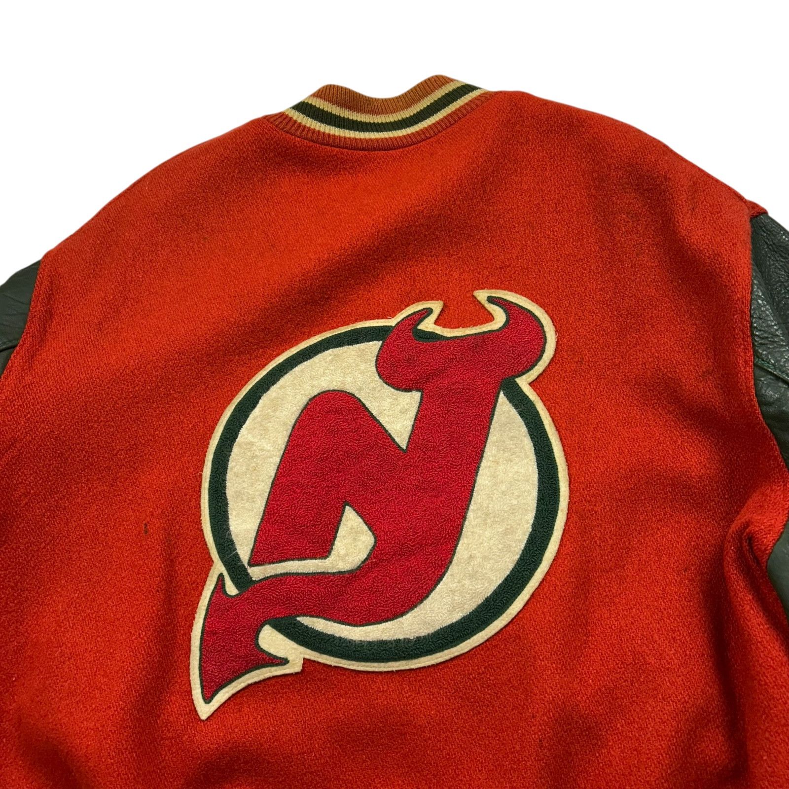 NHL VTG 90s NEW JERSEY DEVILS DELONG VARSITY JACKET LEATHER WOOL Size US XL / EU 56 / 4 - 3 Thumbnail