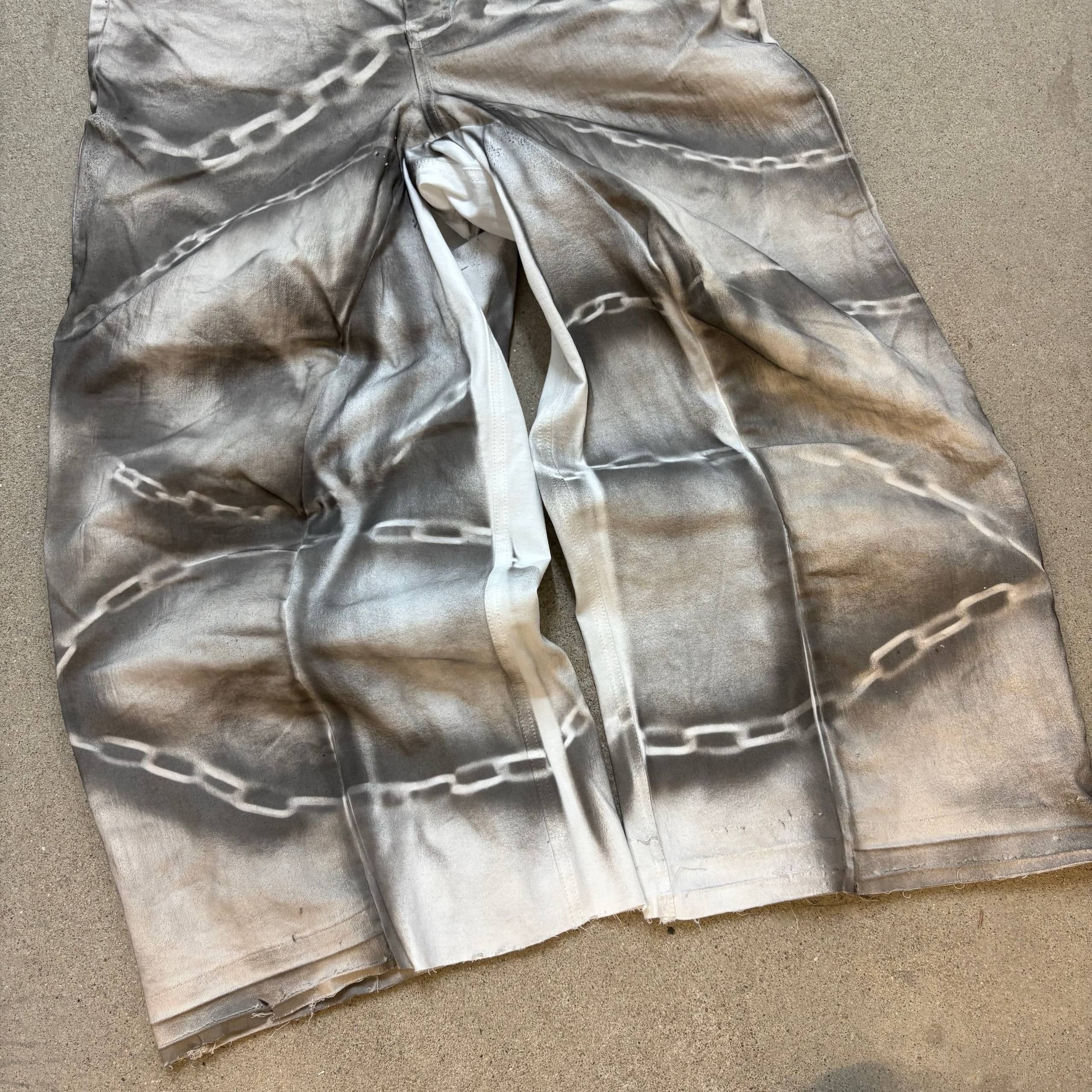 Japanese Brand White Baggy Distressed Jeans Size US 34 / EU 50 - 9 Thumbnail