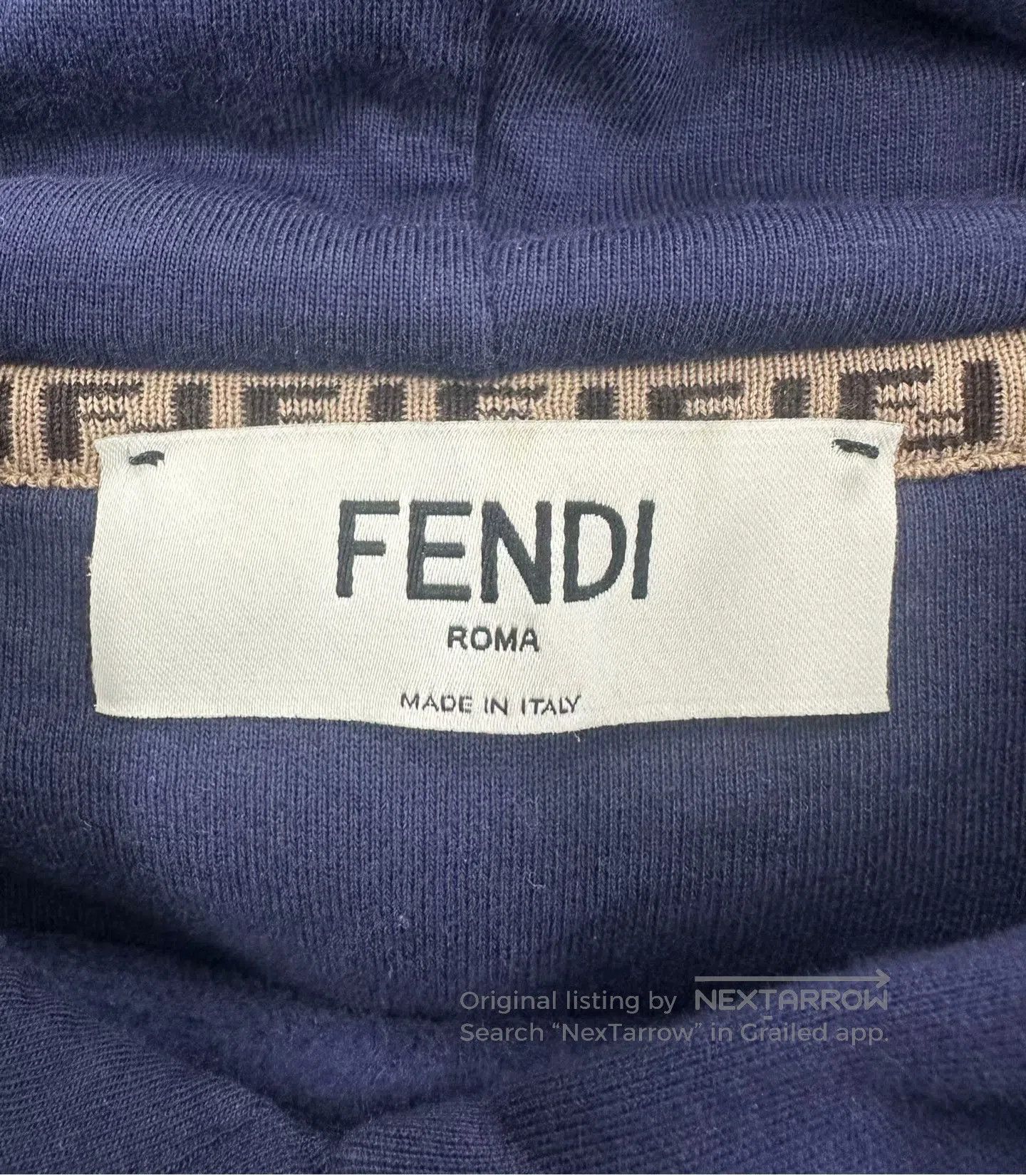 Fendi FENDI Dark blue lettering embroidered logo short hooded sw Size US XXS / EU 40 - 3 Thumbnail
