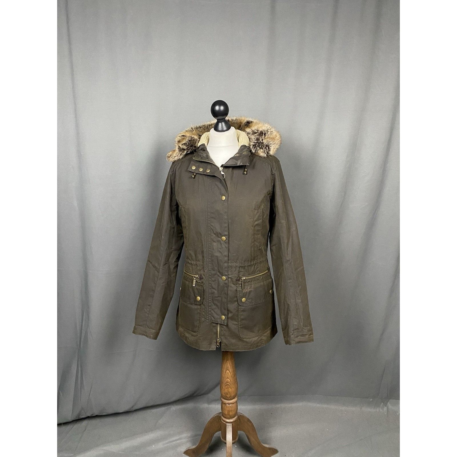 Barbour Barbour Kelsall Women's Green Waxed Hooded Parka Jacket Size Size M / US 6-8 / IT 42-44 - 3 Thumbnail