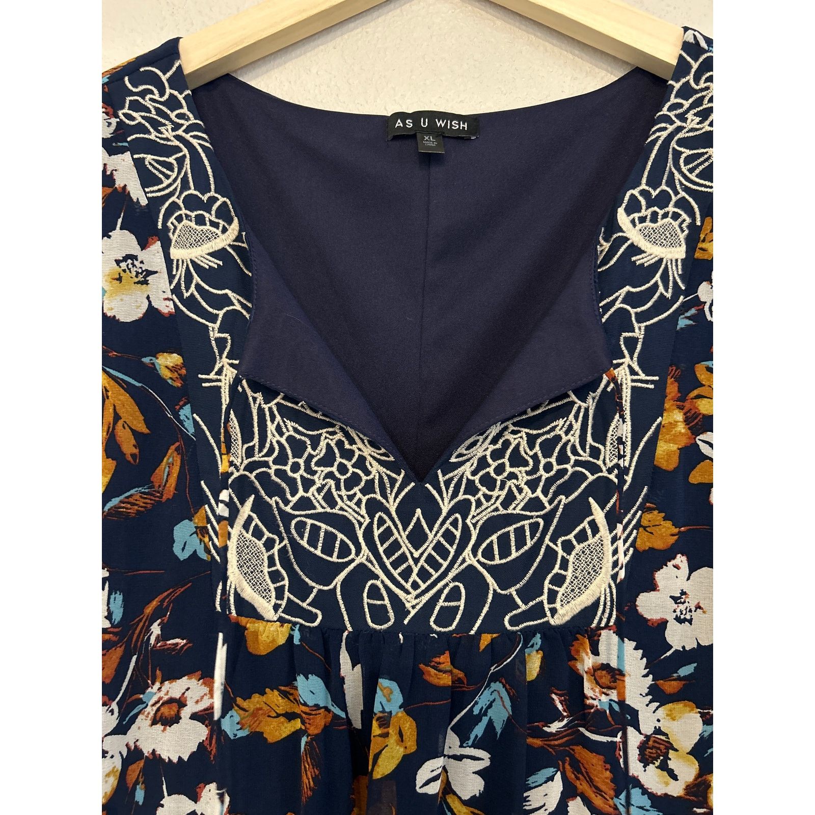 Other As U Wish Peasant Smock Babydoll Floral Embroidered Dress XL Size XL / US 12-14 / IT 48-50 - 3 Thumbnail