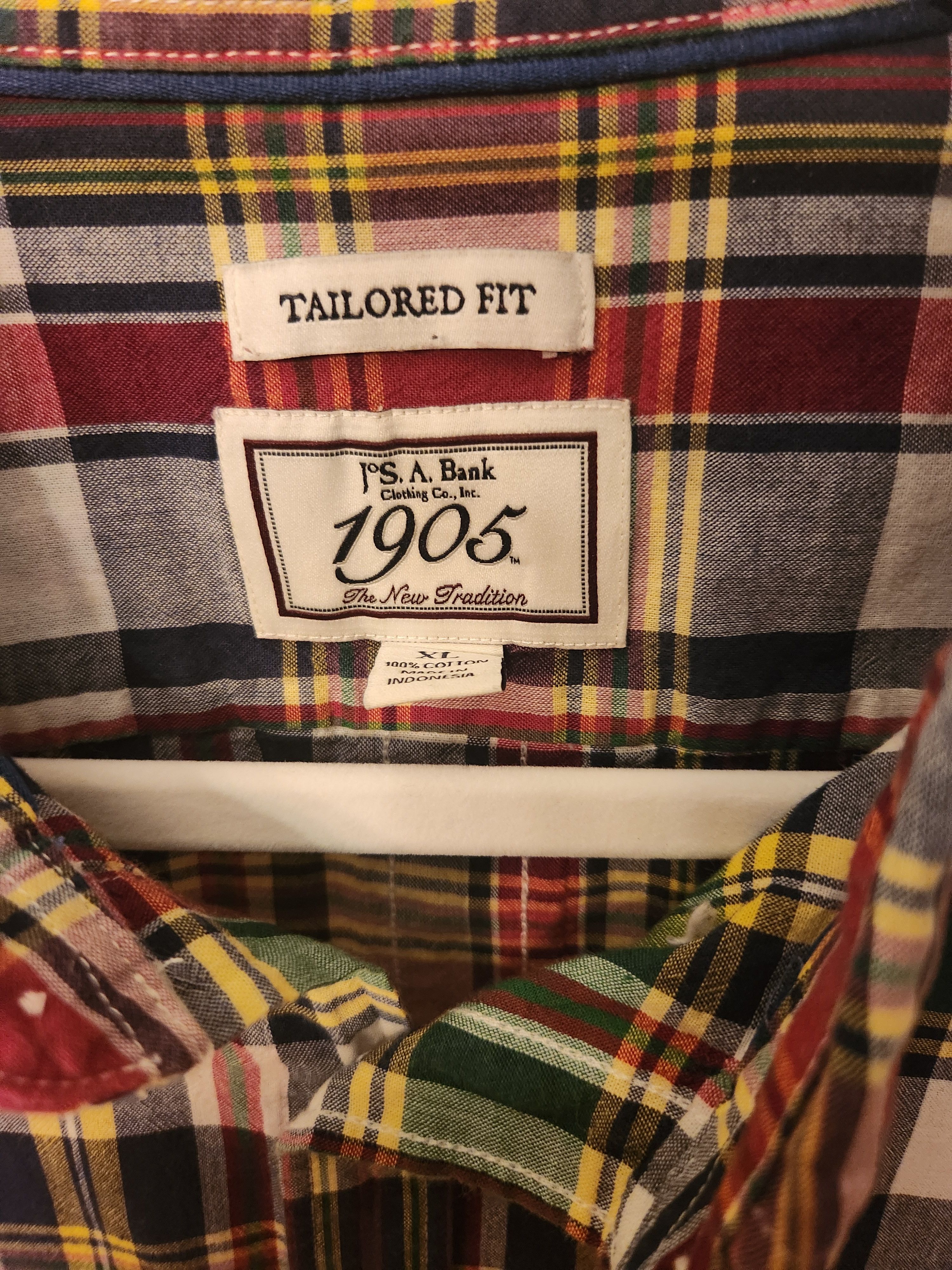 Jos. A. Bank Vintage 100% Cotton Indian Madras Plaid Short Sleeve Shirt Size US XL / EU 56 / 4 - 3 Thumbnail