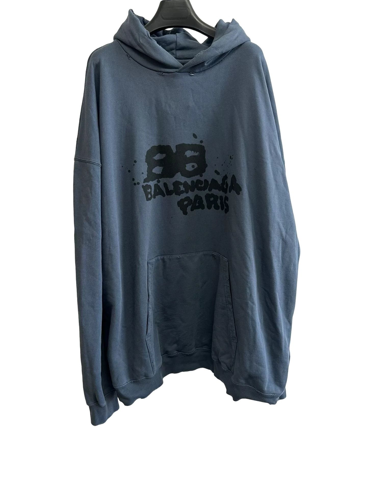 Balenciaga Balenciaga Spray Logo Hoodie Blue XS Size US XS / EU 42 / 0 - 1 Thumbnail