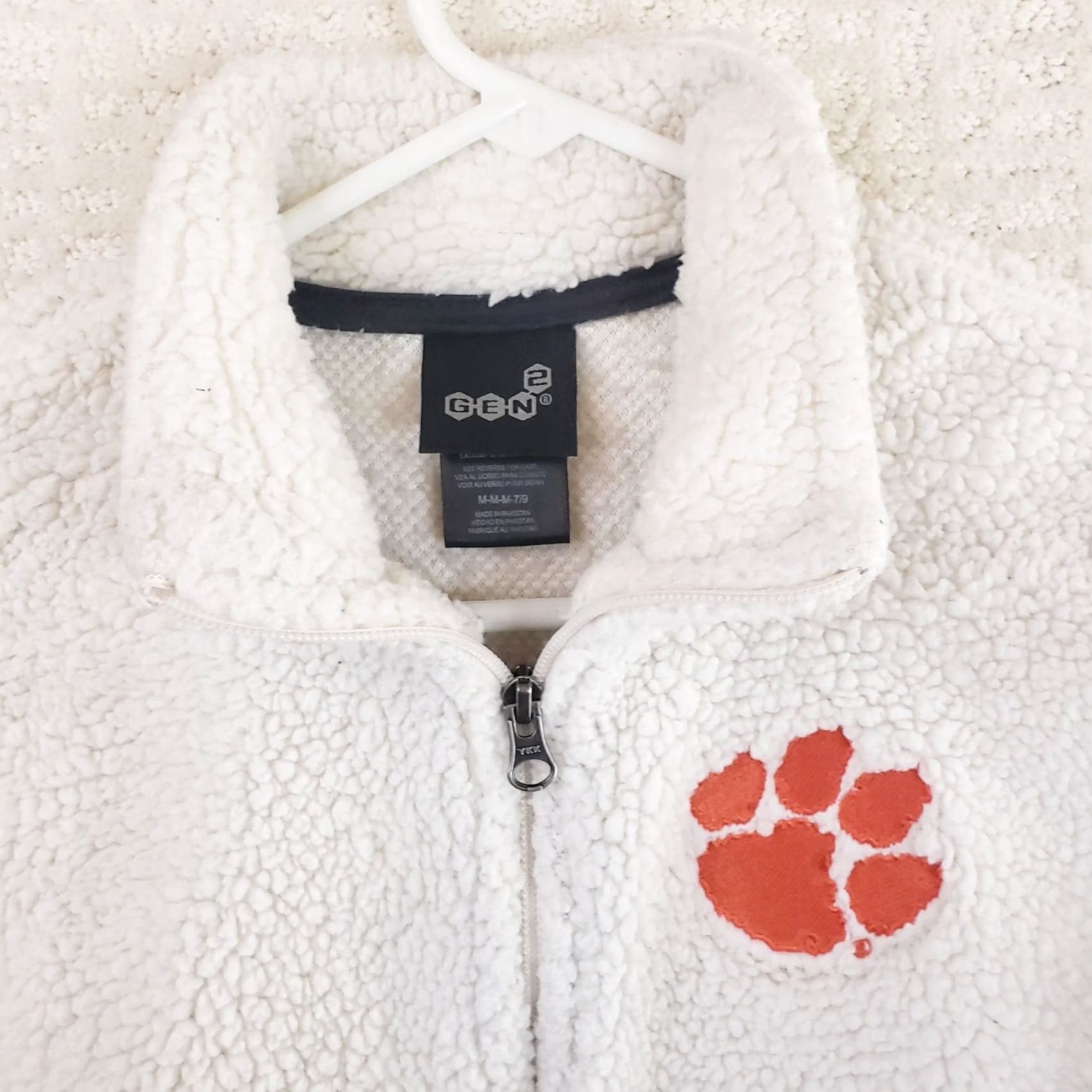 Vintage Clemson Tigers Sherpa Fleece Pullover Mock Neck 1/4 Zip Women's M White Orange Logo Embroidered Pullover Sweater Jackets Size M / US 6-8 / IT 42-44 - 7 Thumbnail
