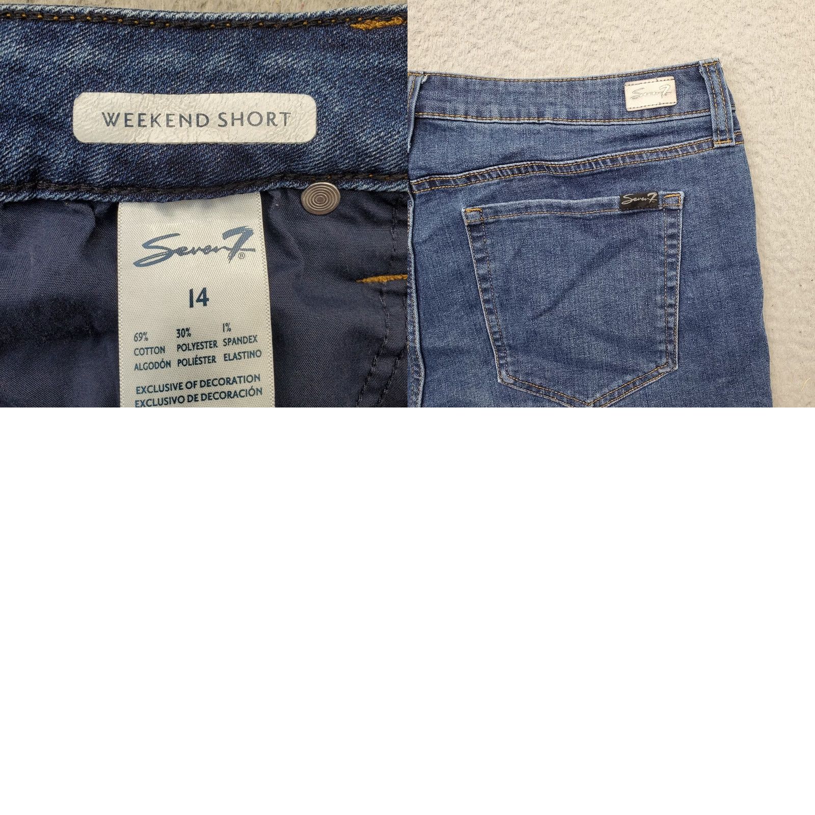 Vintage Seven7 Weekend Jeans Shorts Womens Size 14 Blue Denim Regular Fit Casual Outdoor Shirt Size 36" / US 14 / IT 50 - 8 Thumbnail
