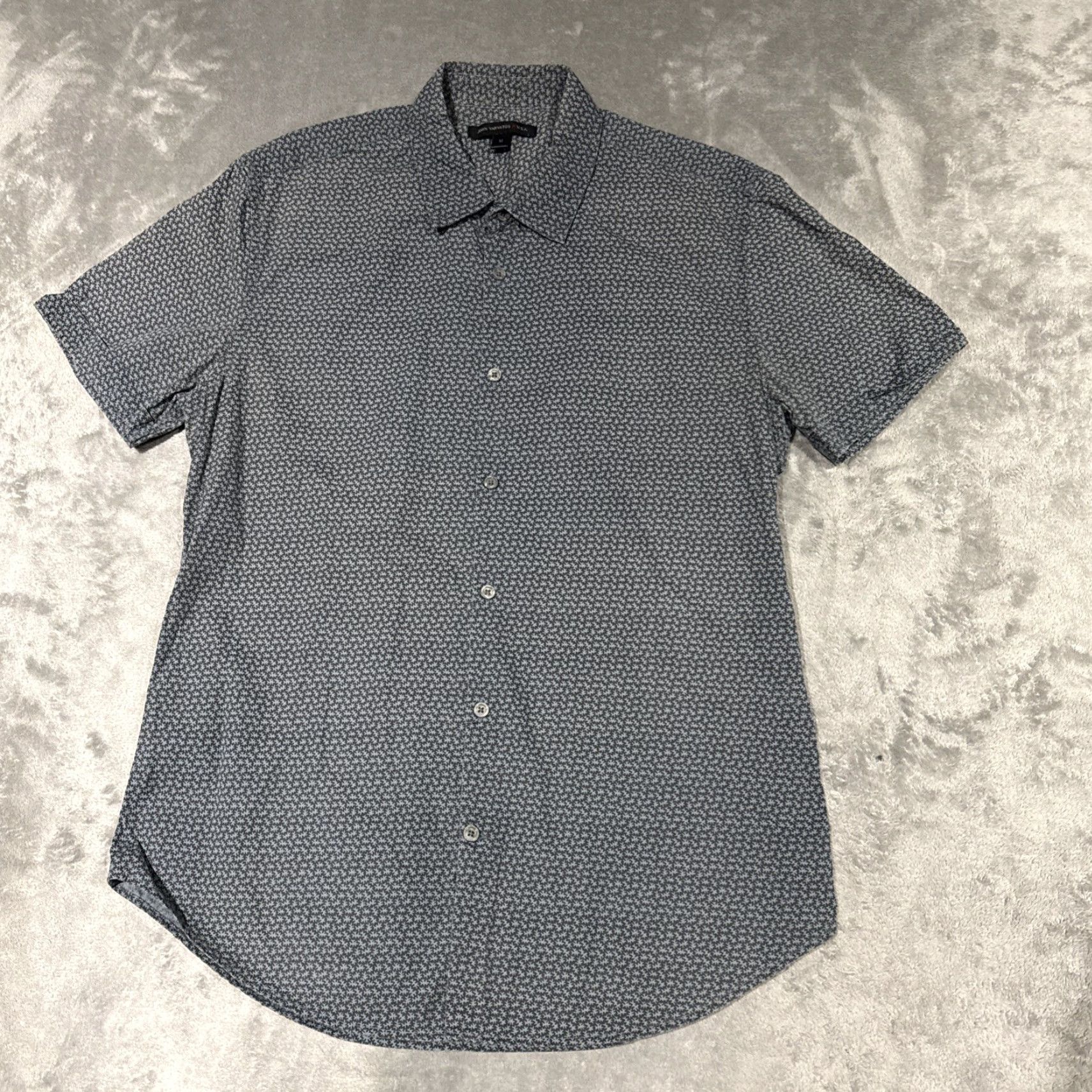 John Varvatos John Varvatos USA Shirt Mens M Blue Button Up Short Sleeve AOP Geometric Pattern Geometric Size US M / EU 48-50 / 2 - 2 Thumbnail