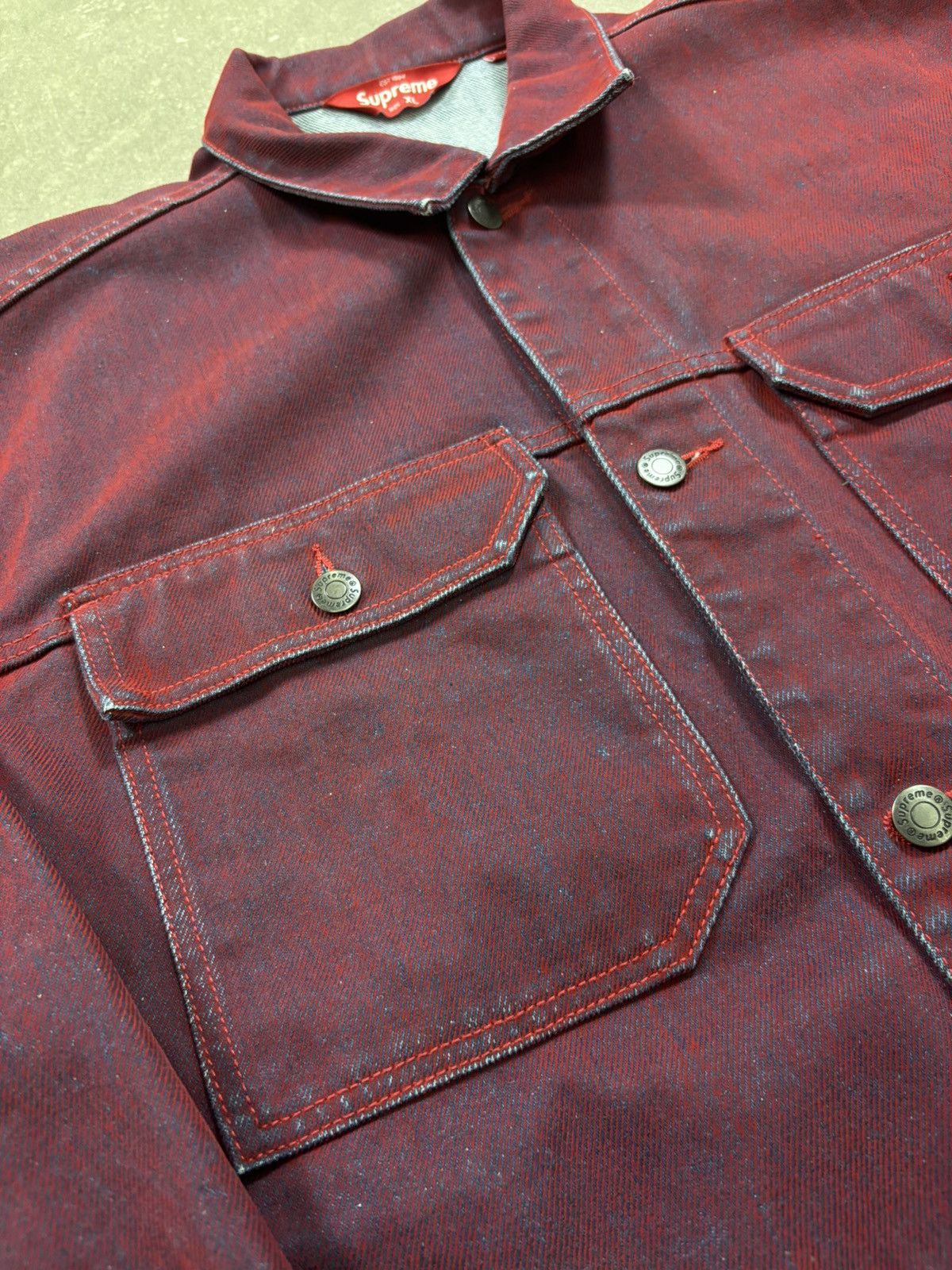 Supreme Supreme Flocked Denim Trucker Jacket (2023) Size US XL / EU 56 / 4 - 5 Thumbnail
