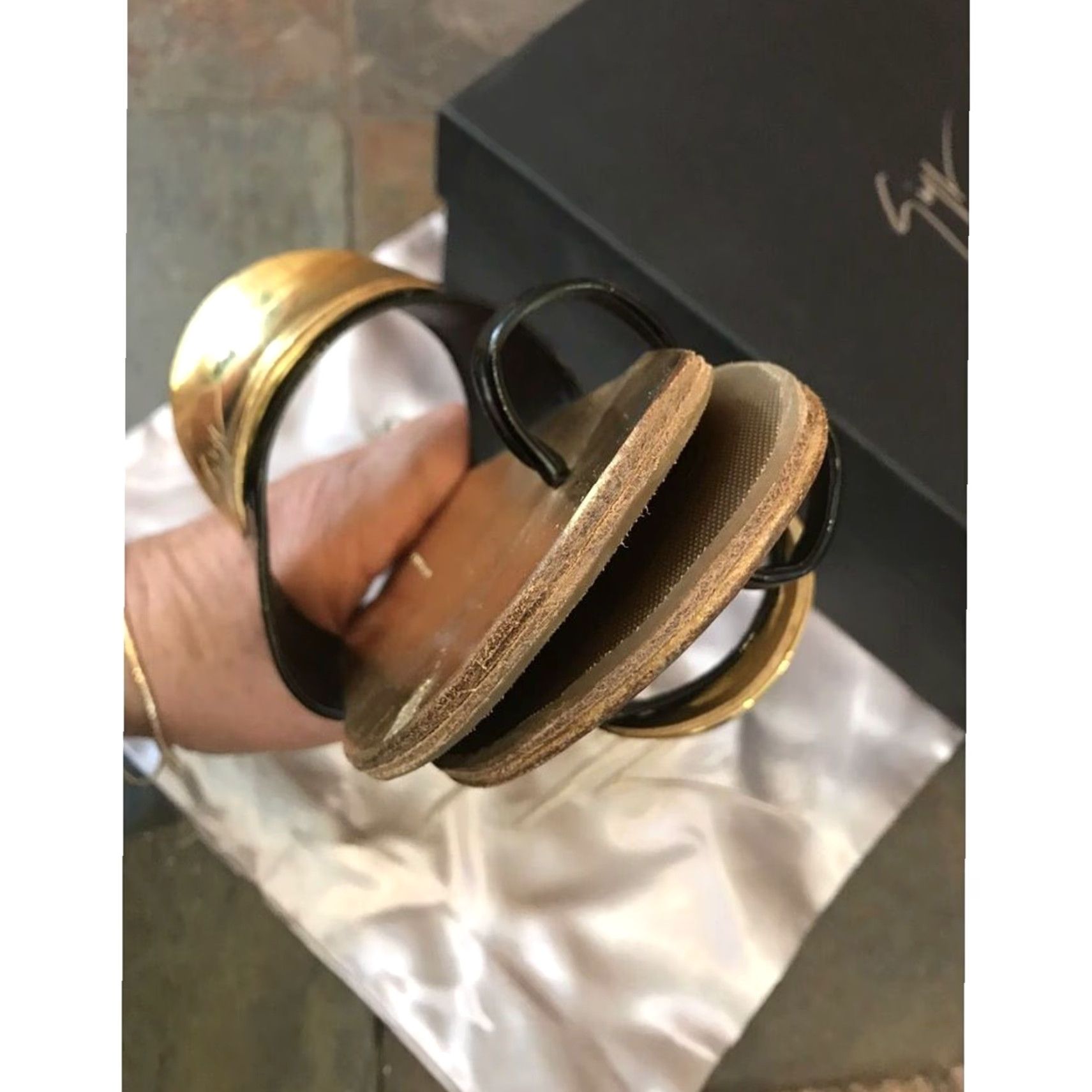 Giuseppe Zanotti VINTAGE Giuseppe Zanotti Sandal Flip Flop Womens Leather Black 8.5 Nero Vernice Rock Box Size US 9 / IT 39 - 4 Thumbnail