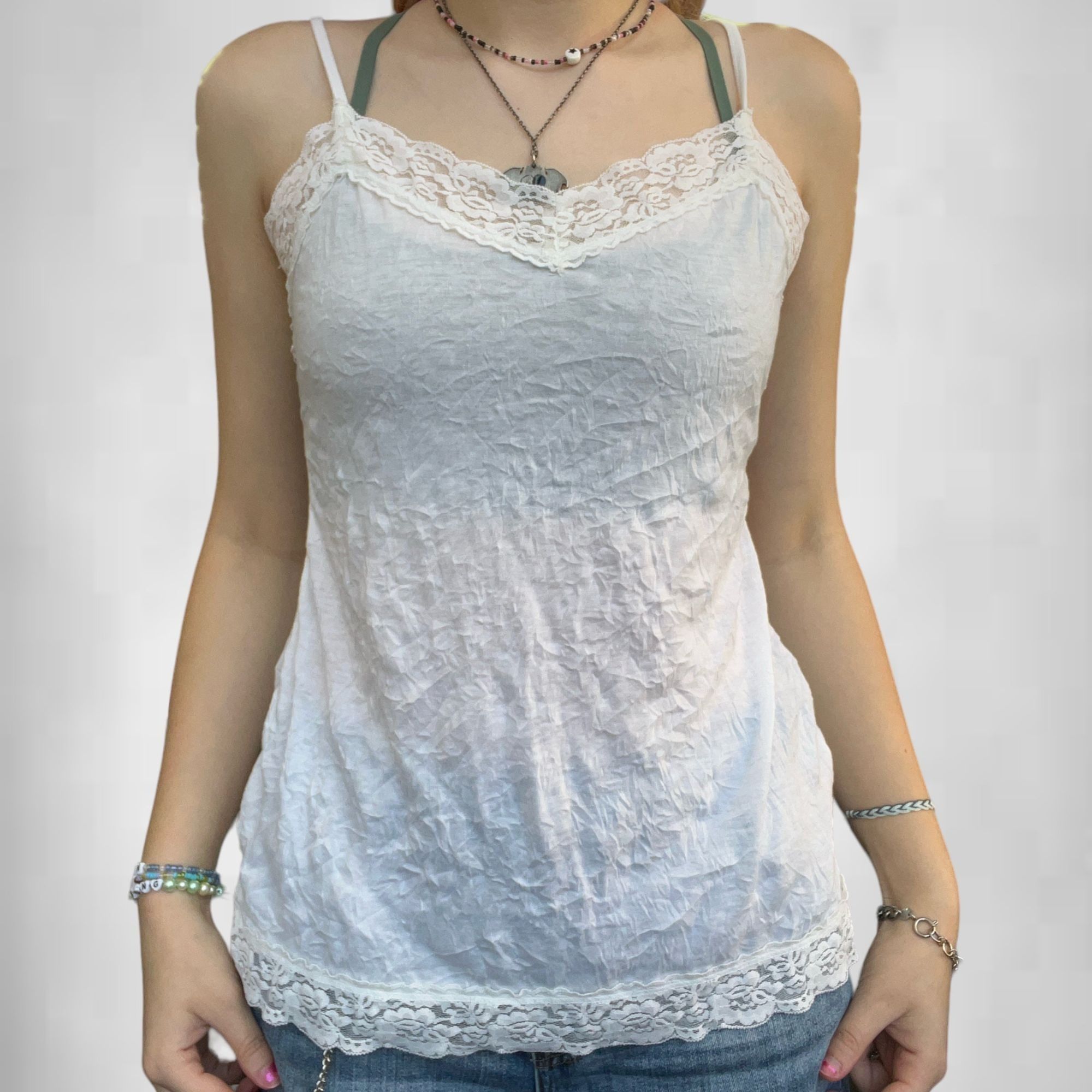 Vintage Vintage Y2K Mudd Lace Trim Cami Top Size M / US 6-8 / IT 42-44 - 1 Thumbnail