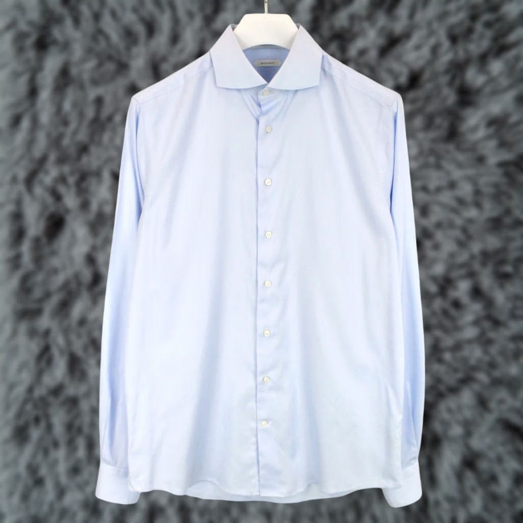 Suitsupply Suitsupply Try On Slim Fit Formal Shirt Blue Oxford Melange 41L/16L Mens Dress Shirt Button-Up Long Sleeve Size 42R - 1 Thumbnail