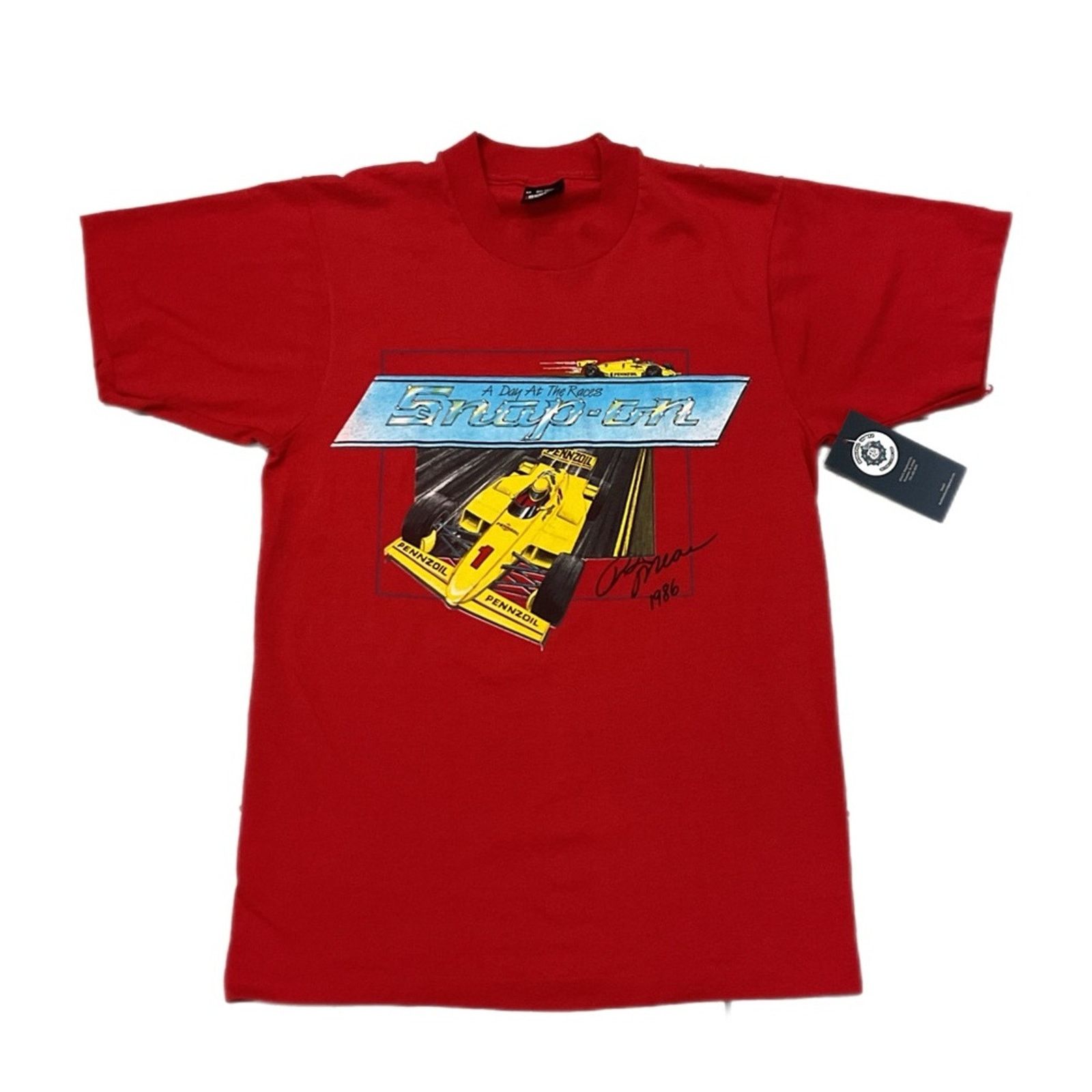 Vintage Vintage 80’s Snap-On Rick Mears Autographed T-Shirt Size US M / EU 48-50 / 2 - 1 Thumbnail