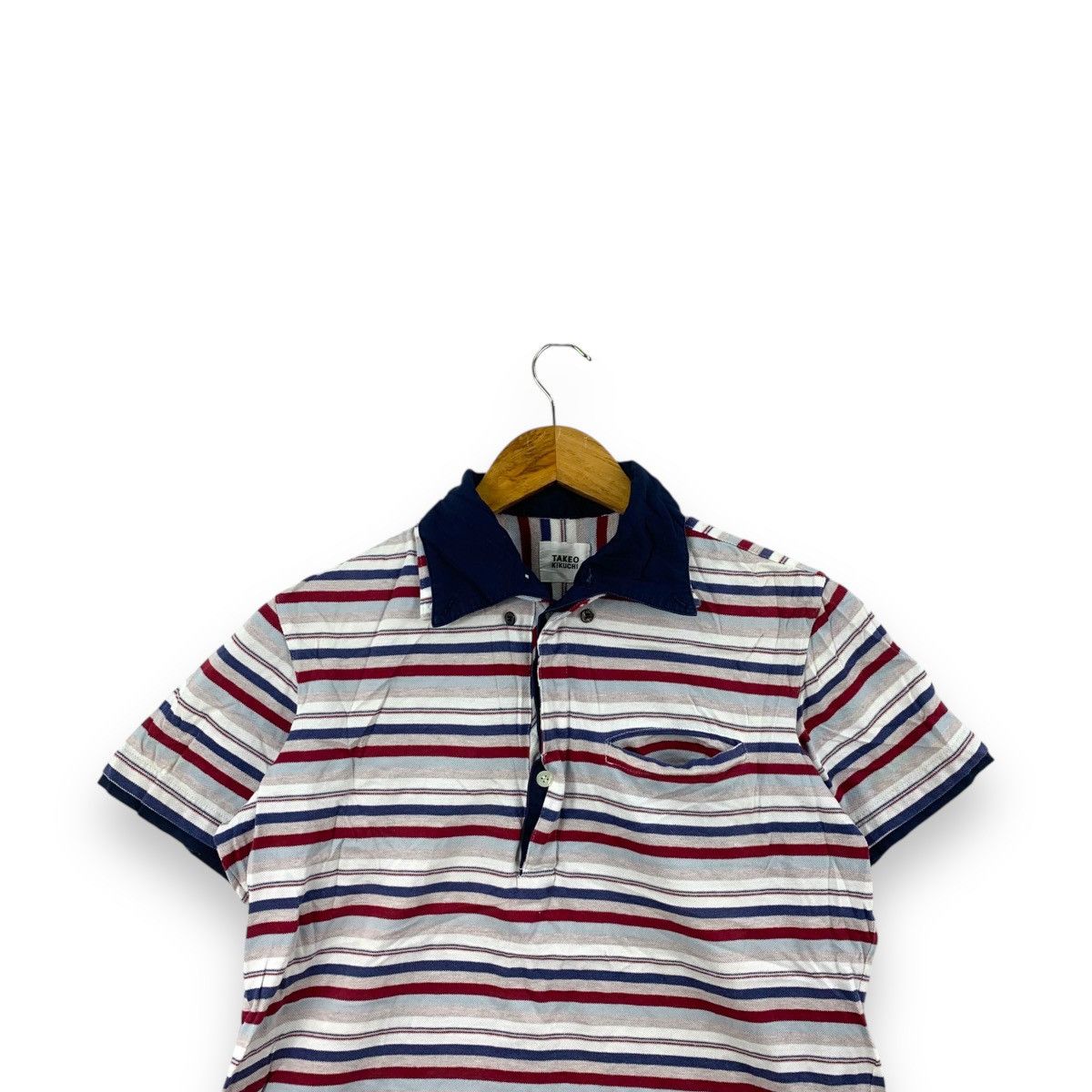 Takeo Kikuchi Vintage TAKEO KIKUCHI JAPAN Collection Striped Pocket Polo Size US M / EU 48-50 / 2 - 2 Thumbnail