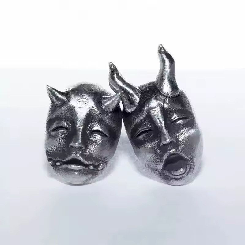 Jewelry x Vintage Retro Demon Punk Gothic Rock Earrings in Silver, Men's