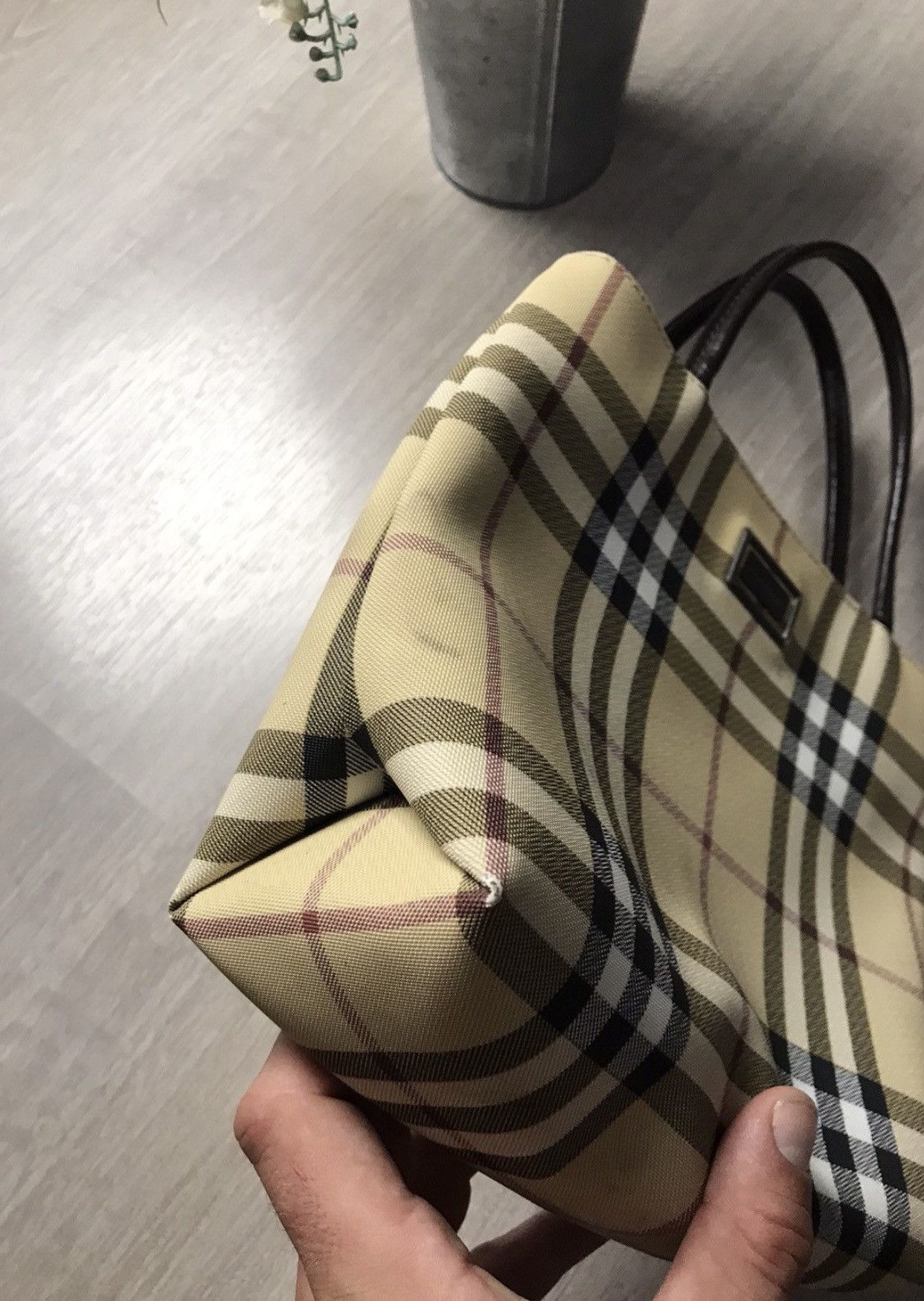 Burberry × Burberry Prorsum Burberry Nova Check Coated Canvas Tote Bag purse Size ONE SIZE - 4 Thumbnail