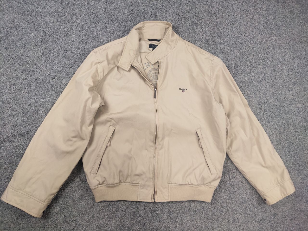 Gant Gant Classic Logo Beige Zip Bomber Jacket Vintage Style Size US L / EU 52-54 / 3 - 2 Thumbnail