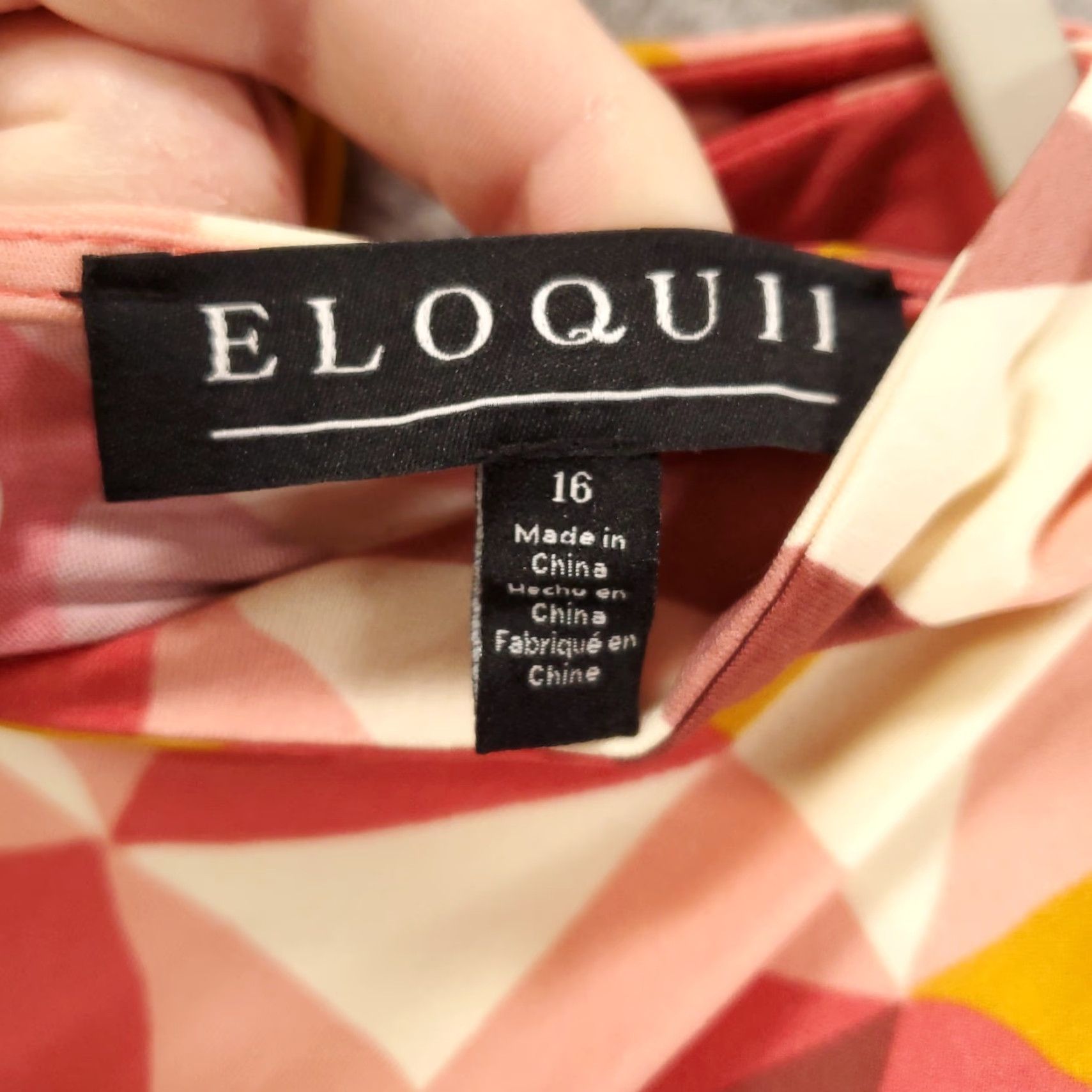 Vintage Eloquii Maxi Dress Women's 16 Orange White Red Geometric Knit Long Sleeve Round Neck Keyhole Neck Stretch Pullover Casual Travel Party/Cocktail Size XXL / US 16-18 / IT 52-54 - 5 Thumbnail
