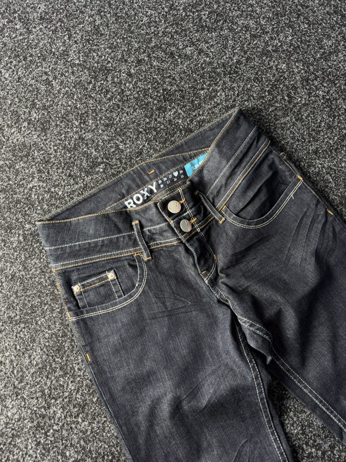 Quiksilver Vintage 00s ROXY Retro Dark Blue Jeans Low Rise USA Style Size 31" - 4 Thumbnail