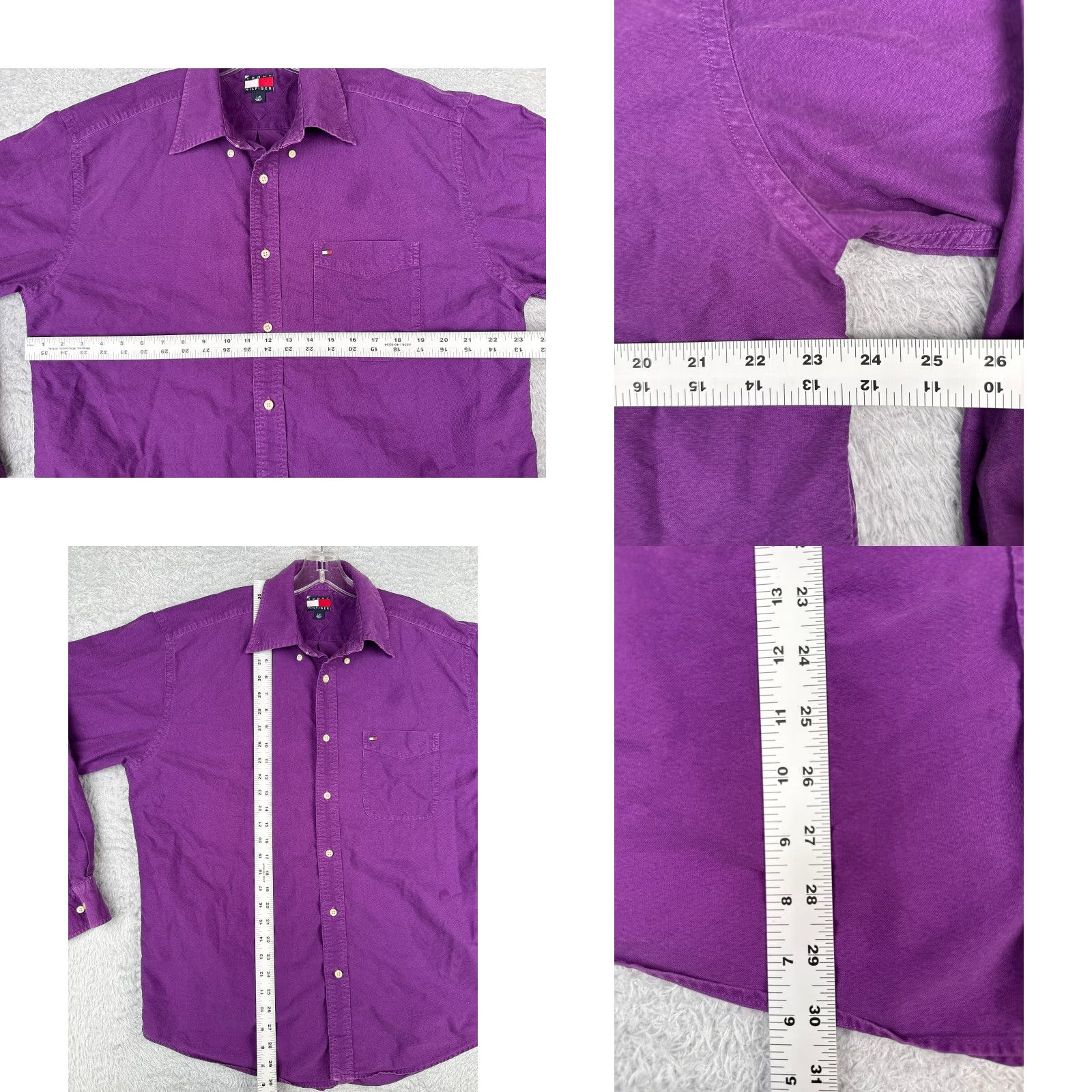 Tommy Hilfiger Tommy Hilfiger Men's Button-Up Shirt Large Purple Long Sleeve Casual Workwear 90s Vintage Size US L / EU 52-54 / 3 - 8 Thumbnail
