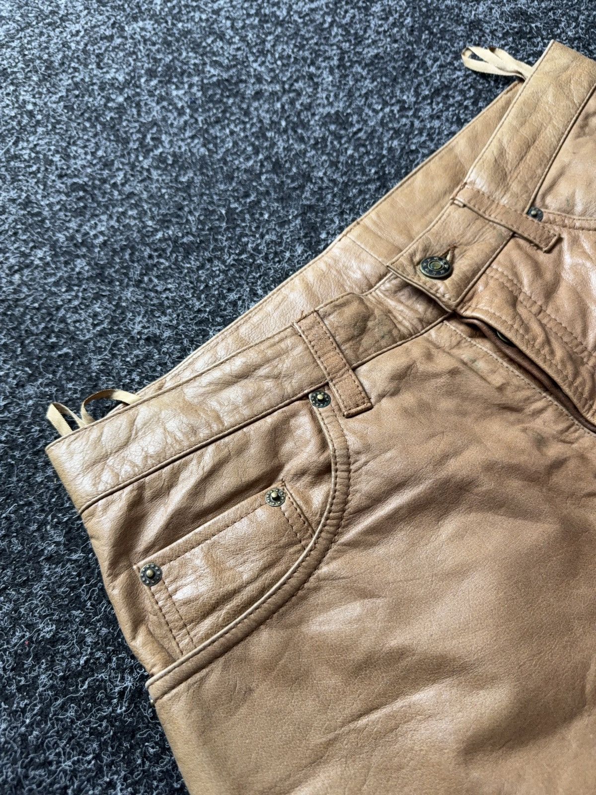 Genuine Leather 00s Leather Biker MOTO Rock Punk Cowboy Chrome Style Pants Size US 31 - 8 Thumbnail
