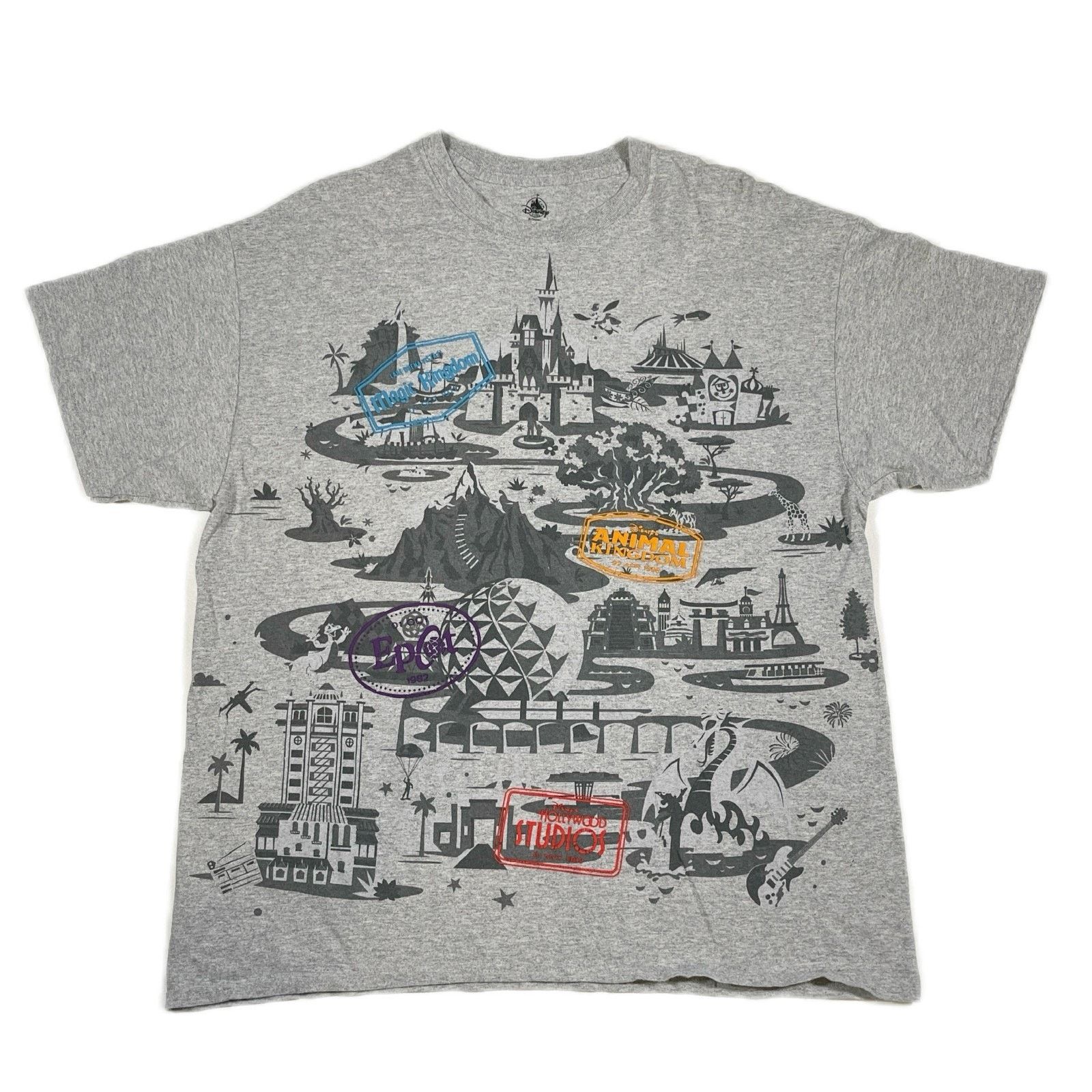 Disney Disney World Florida All 4 Parks Map Logo Gray Tee T Shirt Size US XL / EU 56 / 4 - 1 Thumbnail