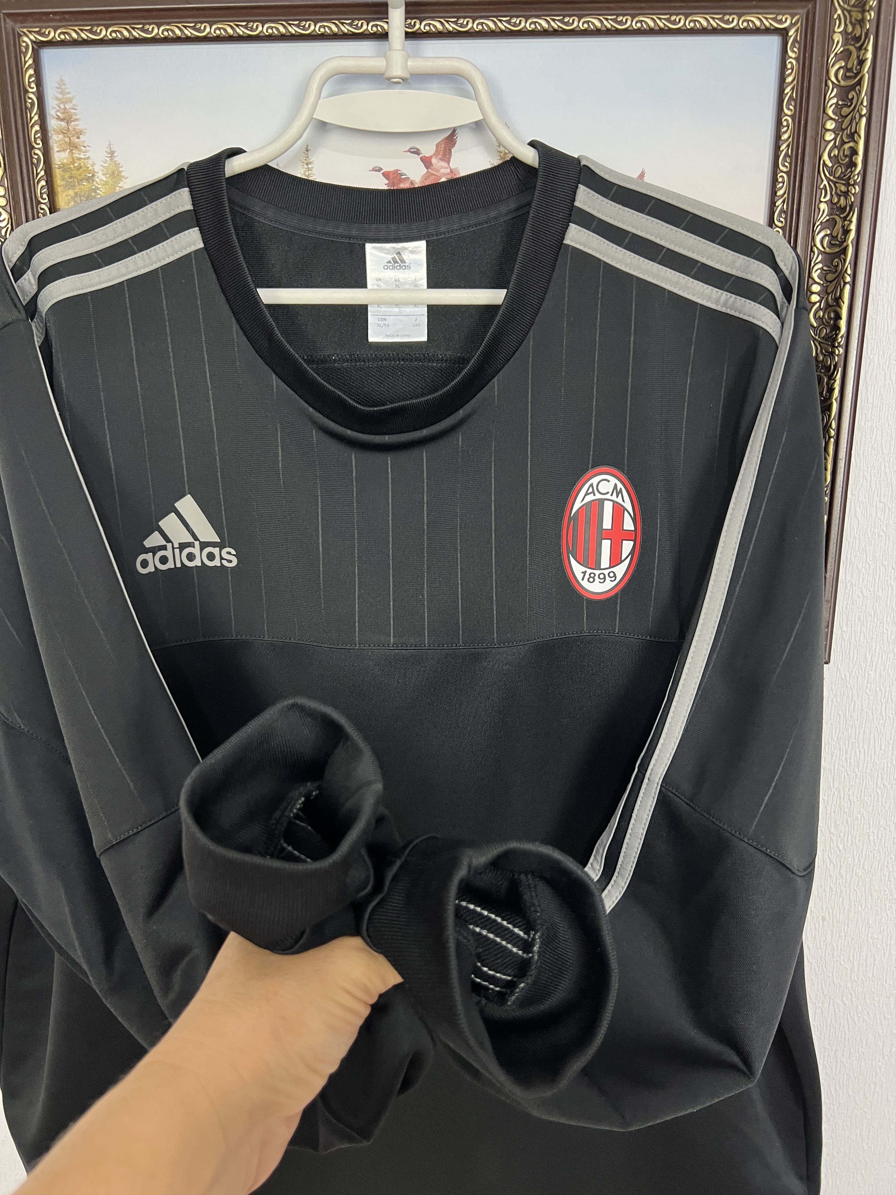 Adidas AC Milan Football Train Sweatshirt Soccer Track Top Maglia Size US XL / EU 56 / 4 - 4 Thumbnail