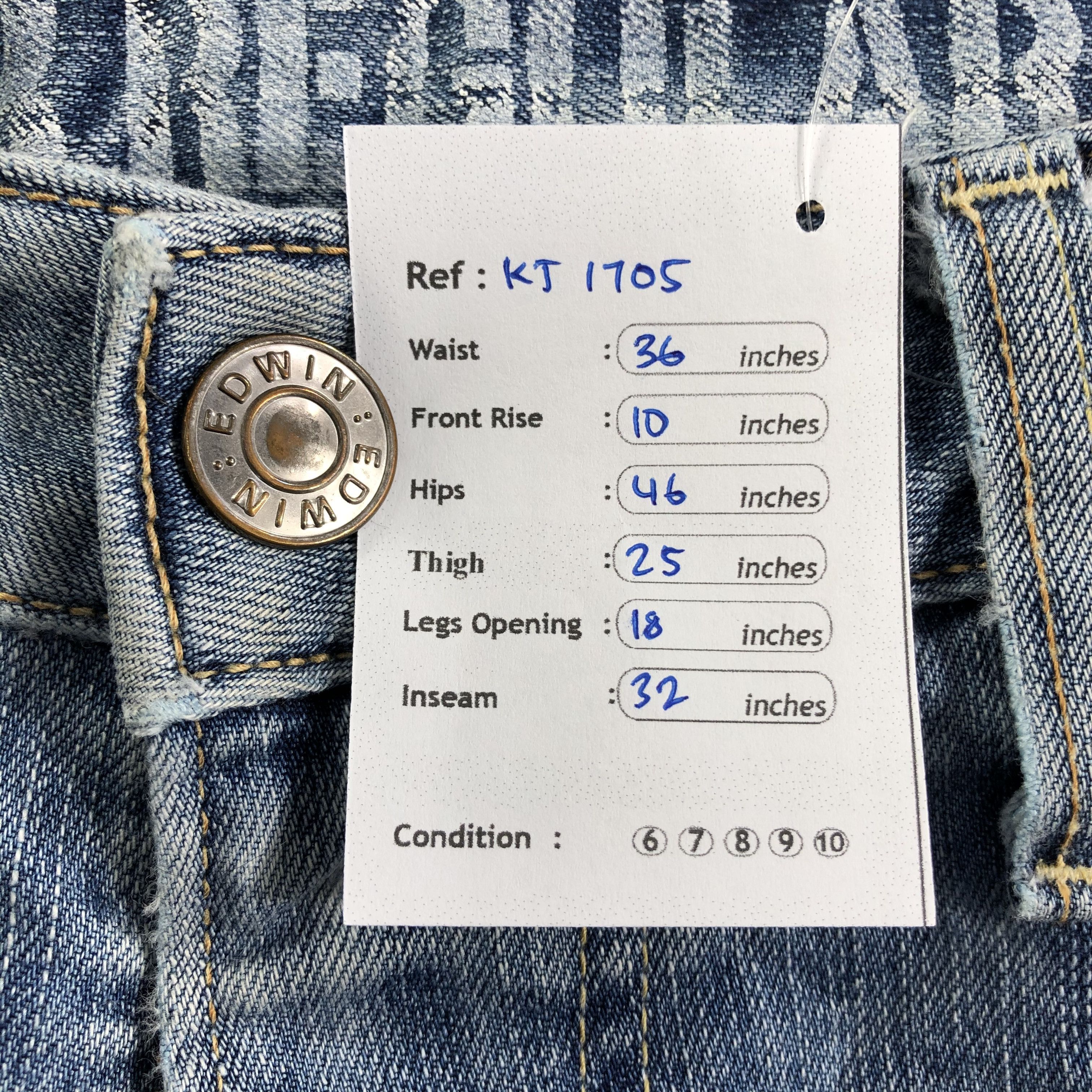 Edwin Edwin Blue Trip Jeans Blue Wash Denim KJ1705 Size US 34 / EU 50 - 10 Thumbnail