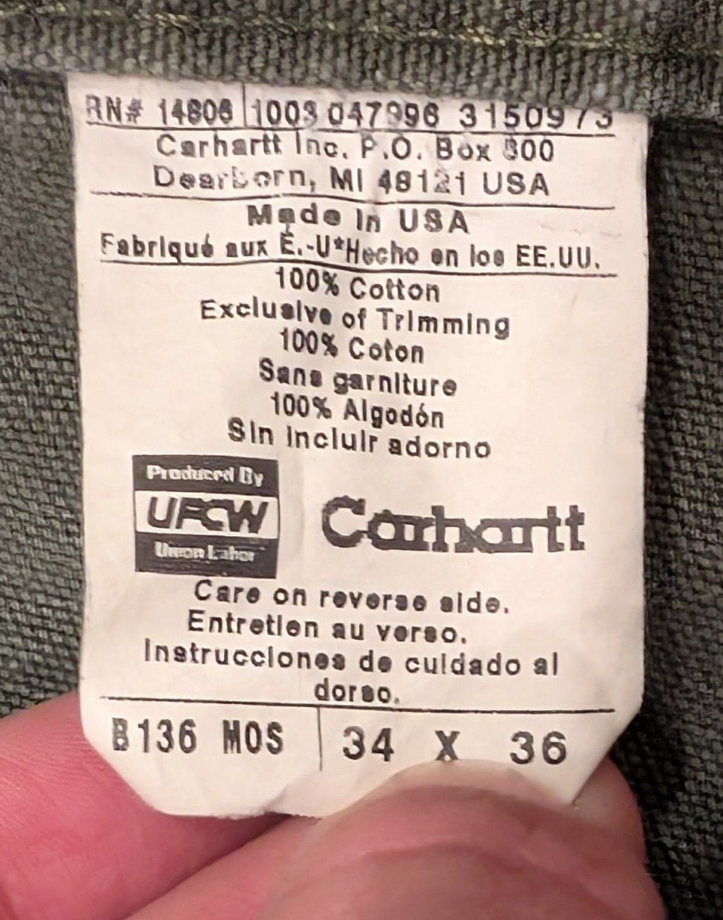 Carhartt Carhartt Double Knee Olive Canvas Workwear Pants Made in USA Size US 34 / EU 50 - 3 Thumbnail