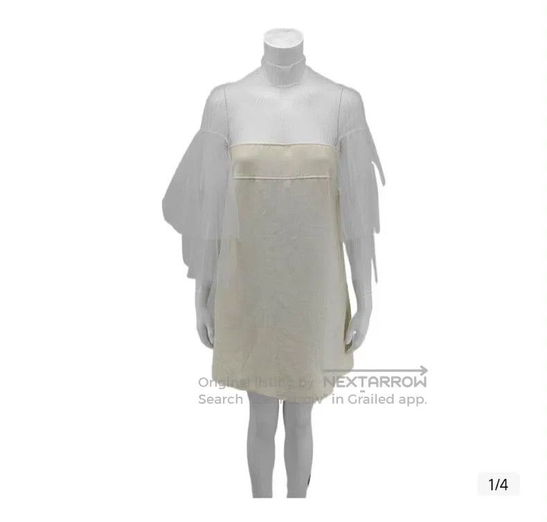 Valentino Valentino Milky white mesh ruffled wool silk dress Size M / US 6-8 / IT 42-44 - 1 Thumbnail