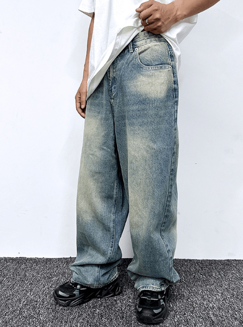 Japanese Brand × Jean Retro washed distressed straight loose slim casual jeans Size US 34 / EU 50 - 1 Thumbnail