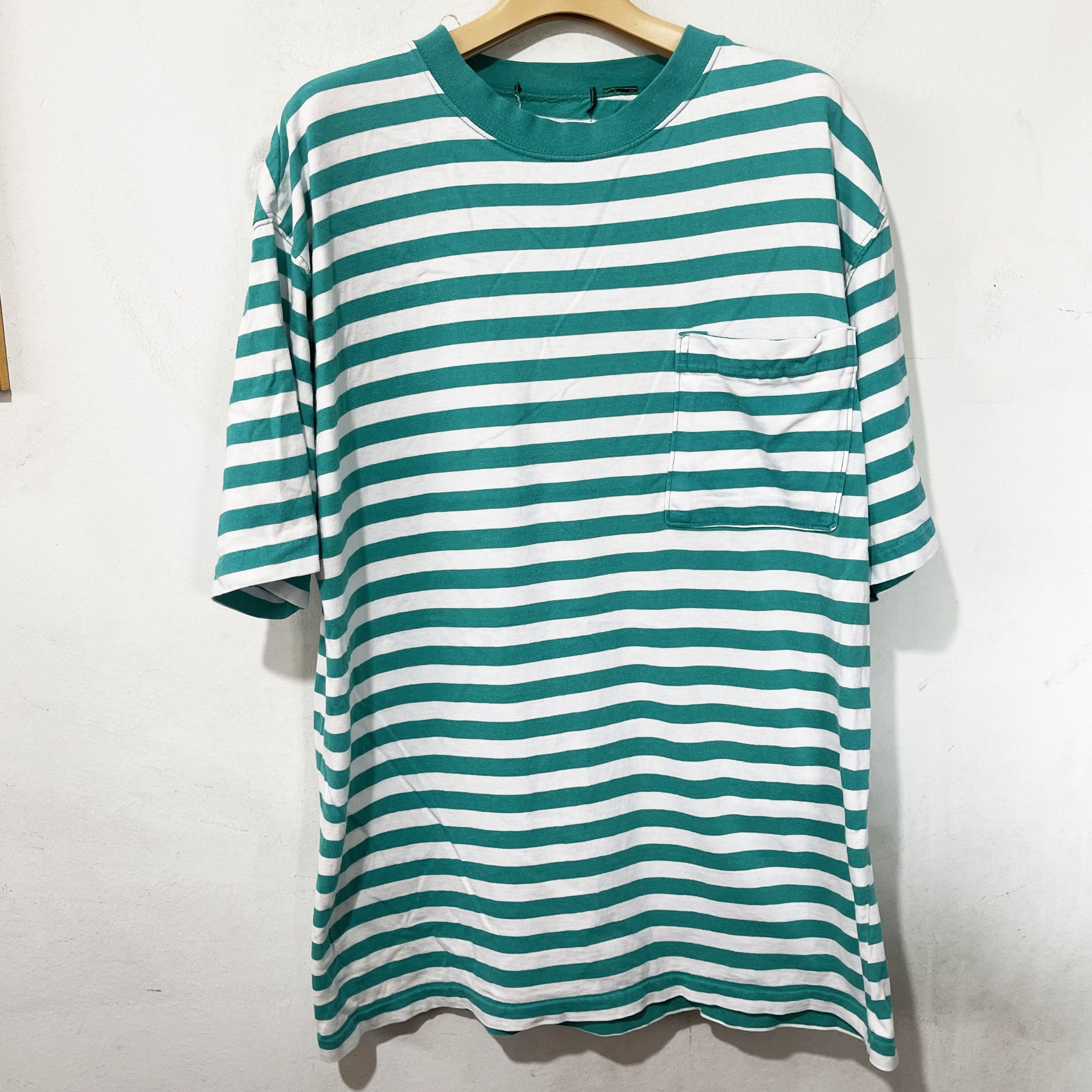Vintage Vintage 90s Striped Pocket T-Shirt Size US XL / EU 56 / 4 - 1 Thumbnail