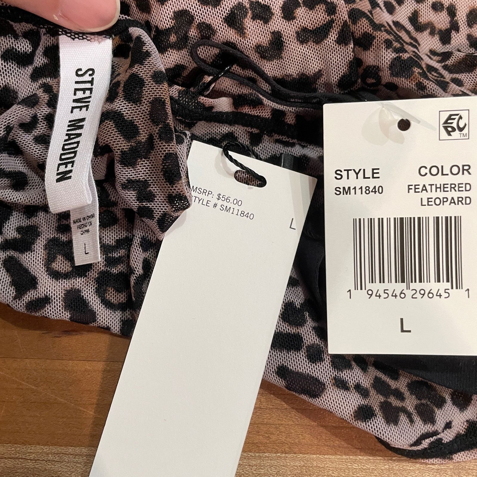Steve Madden Steve Madden Women's Sheer Mesh Thong Bodysuit Leopard Size L / US 10 / IT 46 - 12 Thumbnail