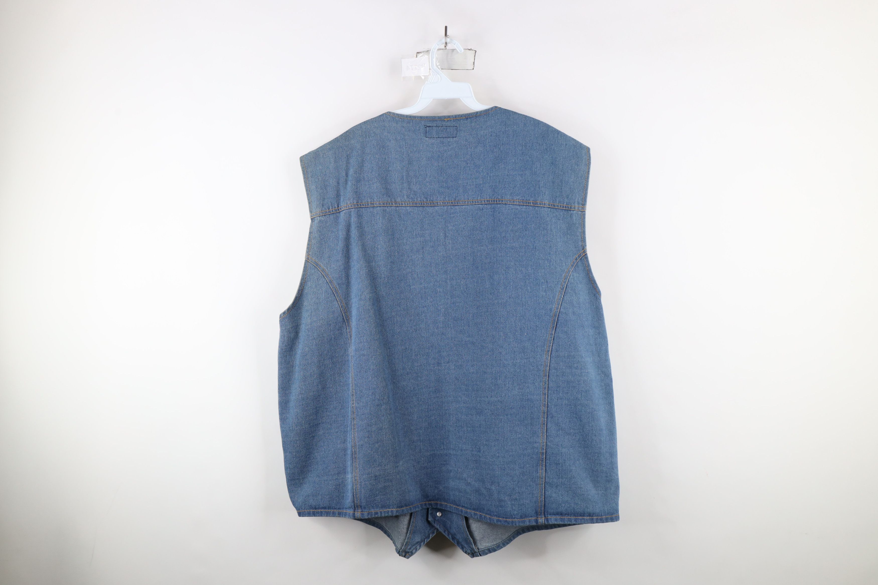 Vintage Vintage 90s Streetwear Denim Jean Vest Jacket Blue Cotton Size US XXL / EU 58 / 5 - 8 Thumbnail