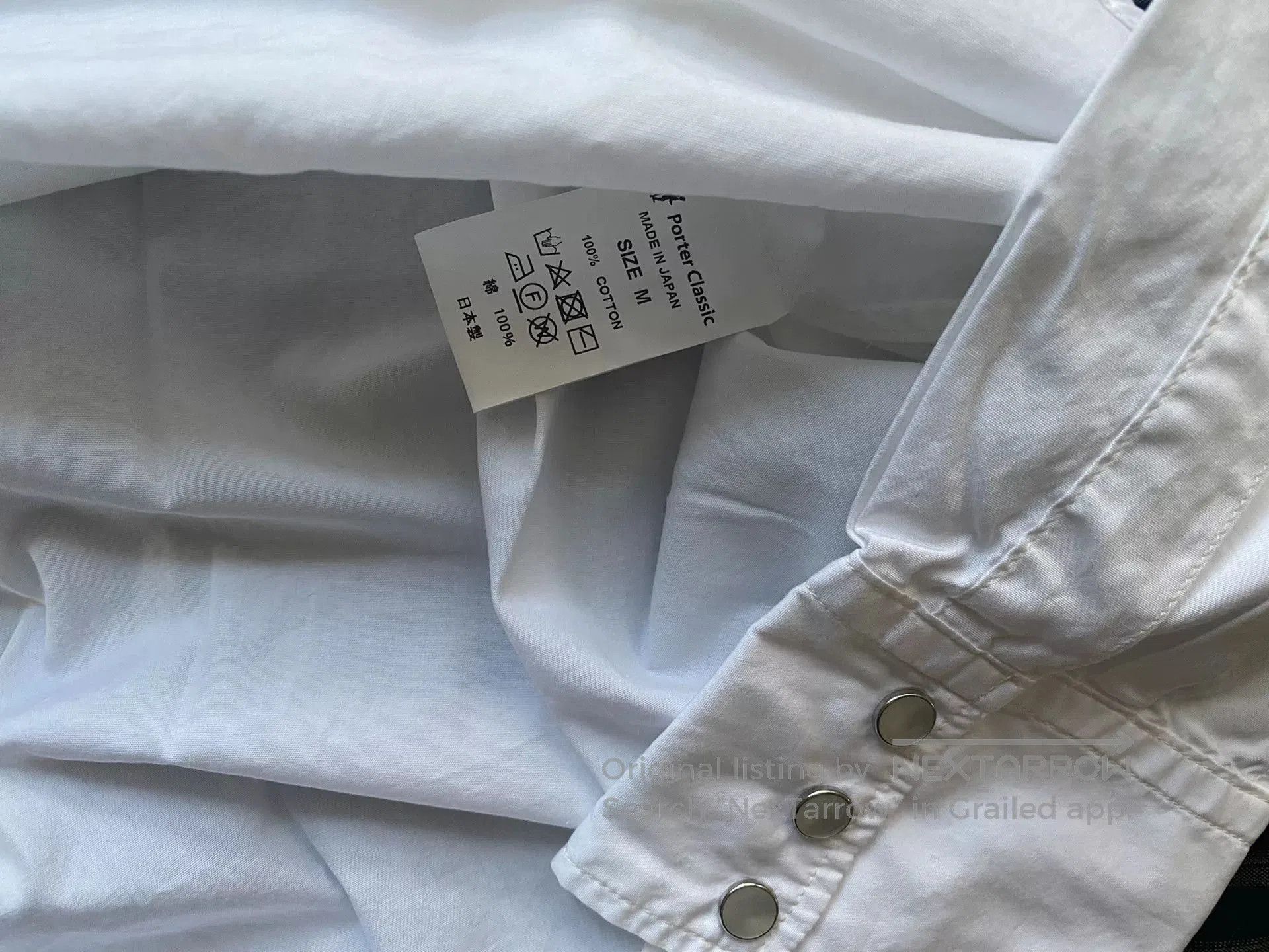 Porter Classic white shirt with mother. Size US M / EU 48-50 / 2 - 3 Thumbnail