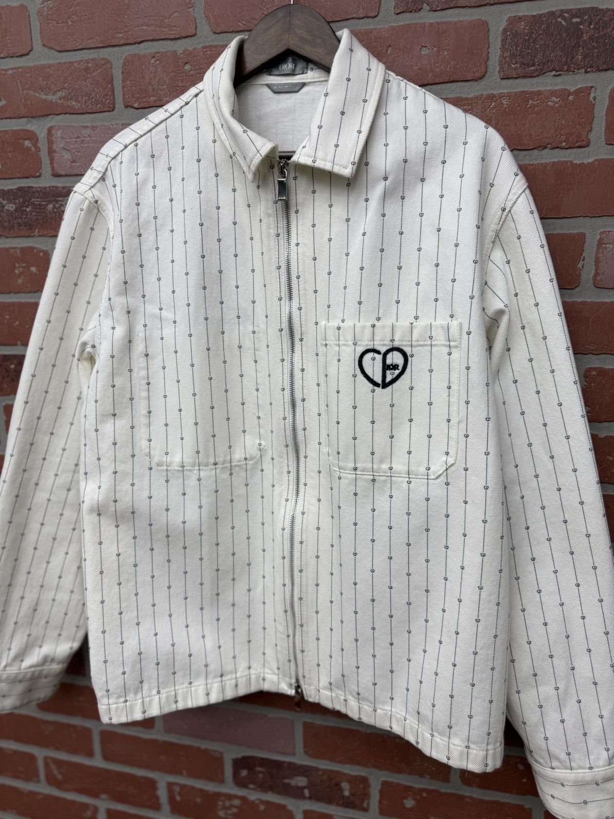 Dior Dior Valentine Striped Denim Jacket Size (50) White RARE Size US L / EU 52-54 / 3 - 23 Thumbnail