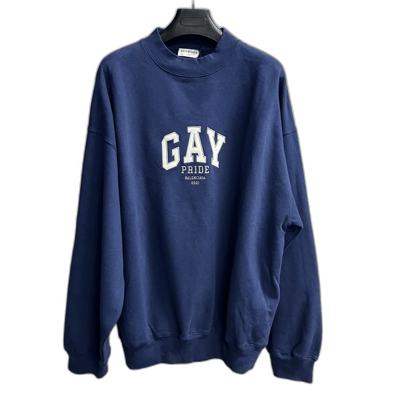 Balenciaga Balenciaga Blue Pride Logo Sweatshirt Size US M / EU 48-50 / 2 - 1 Thumbnail