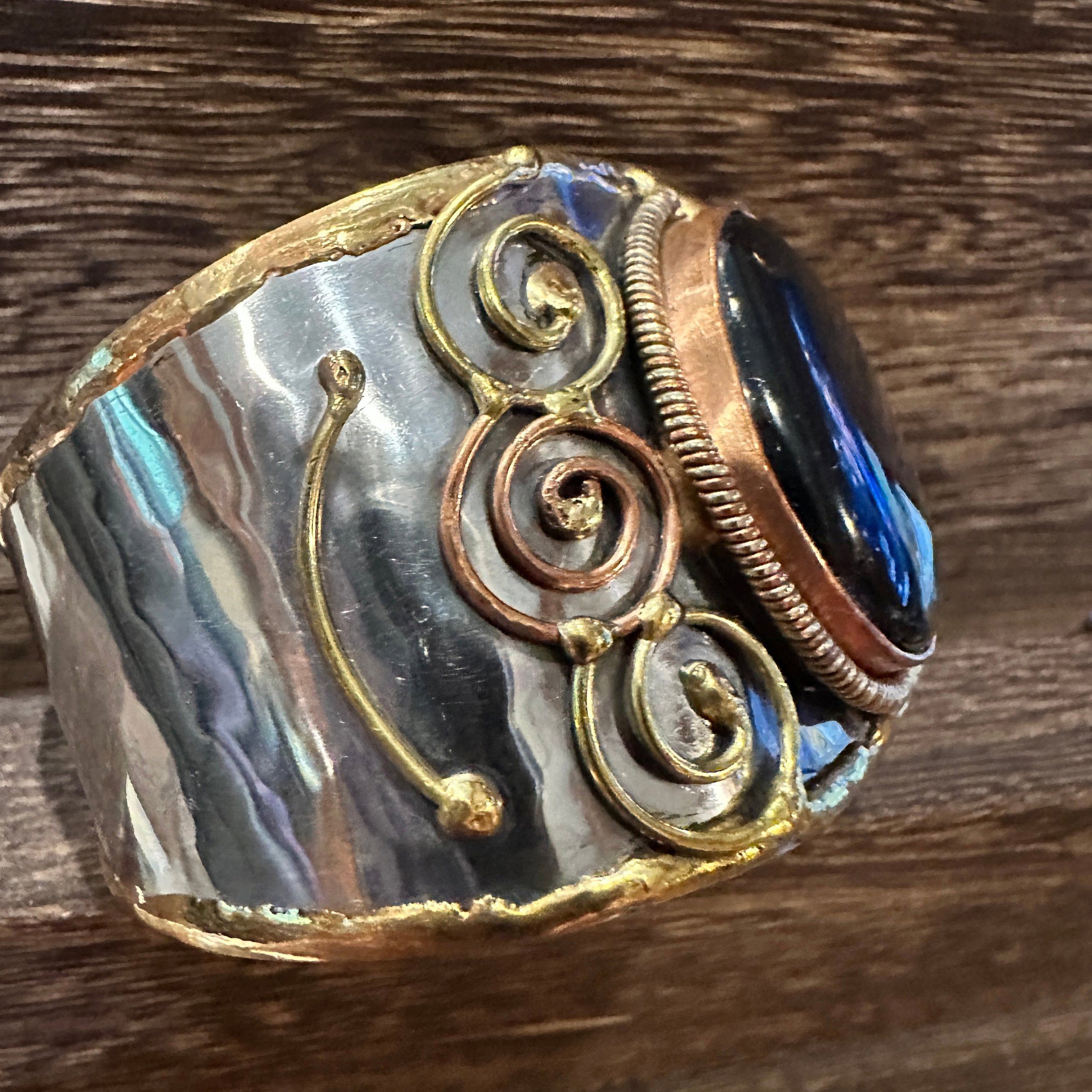 Other Artisan-Made Adjustable Black Onyx and Mixed Metals Cuff Bra Size ONE SIZE - 3 Thumbnail