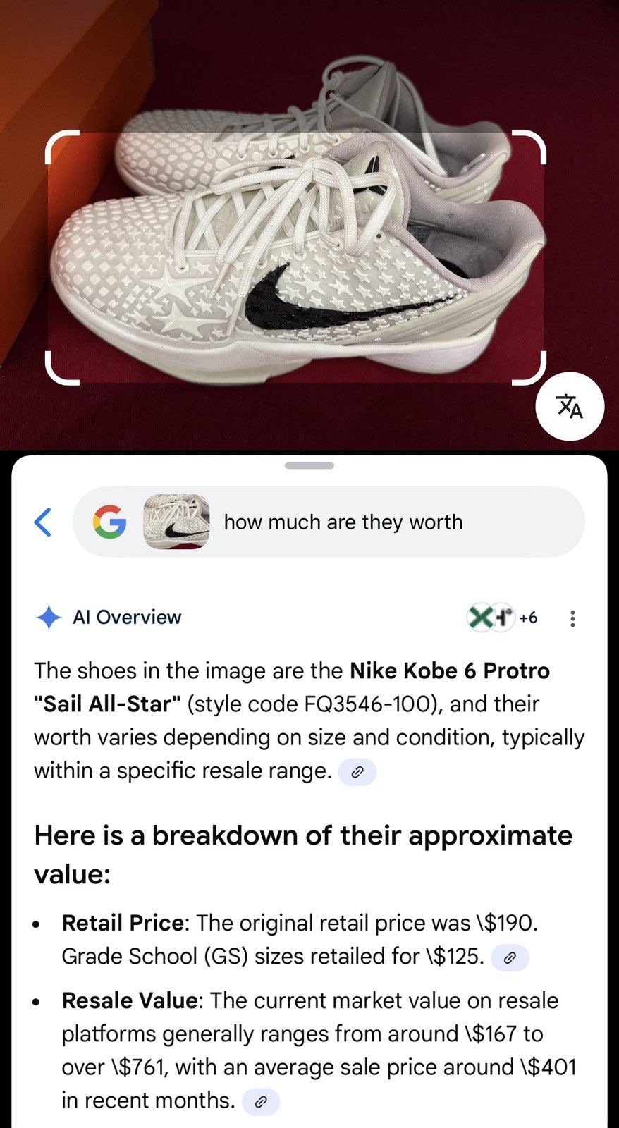 Nike Nike Kobe 6 Protro "Sail All-Star" Size US 8 / IT 38 - 7 Thumbnail