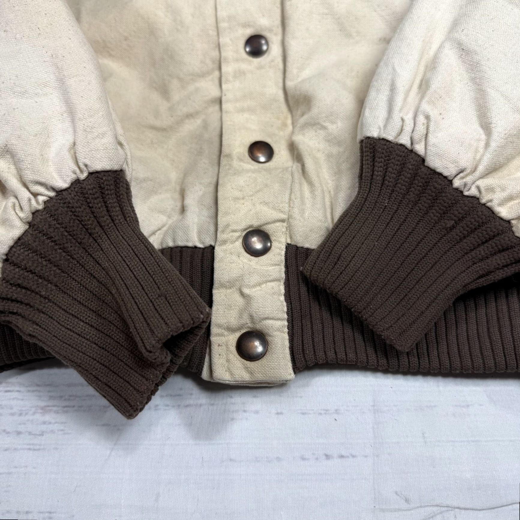 Vintage VINTAGE Wear of the West Beige Bomber Jacket Cotton Rodeo 1987 Men's Sz L Size US L / EU 52-54 / 3 - 7 Thumbnail