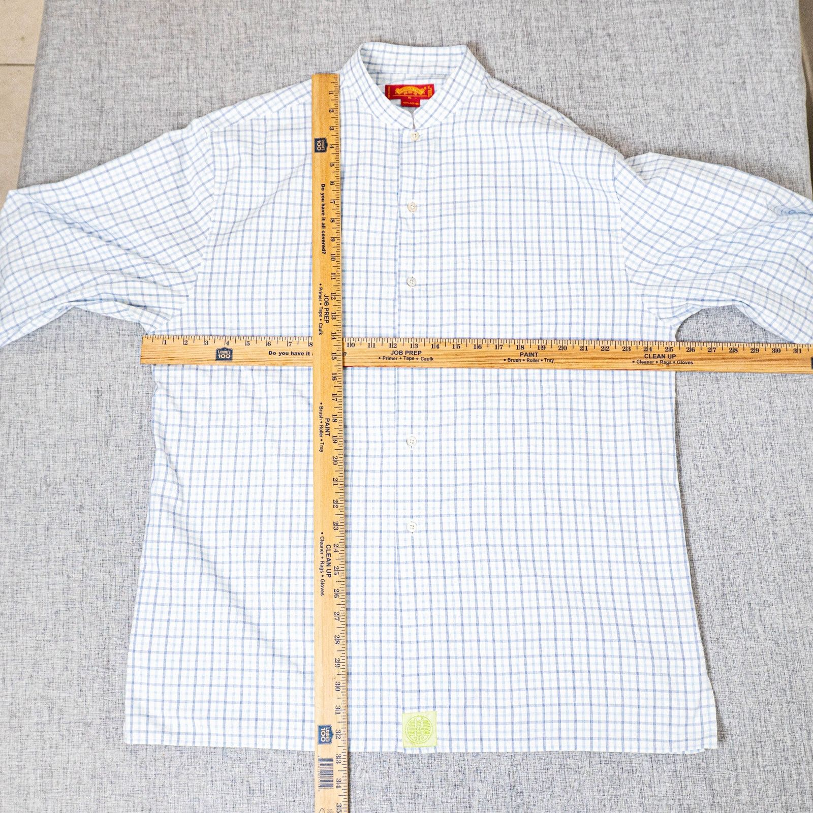 Shanghai Tang Shanghai Tang Blue check Mandarin Collar button down XL Size US XL / EU 56 / 4 - 9 Thumbnail